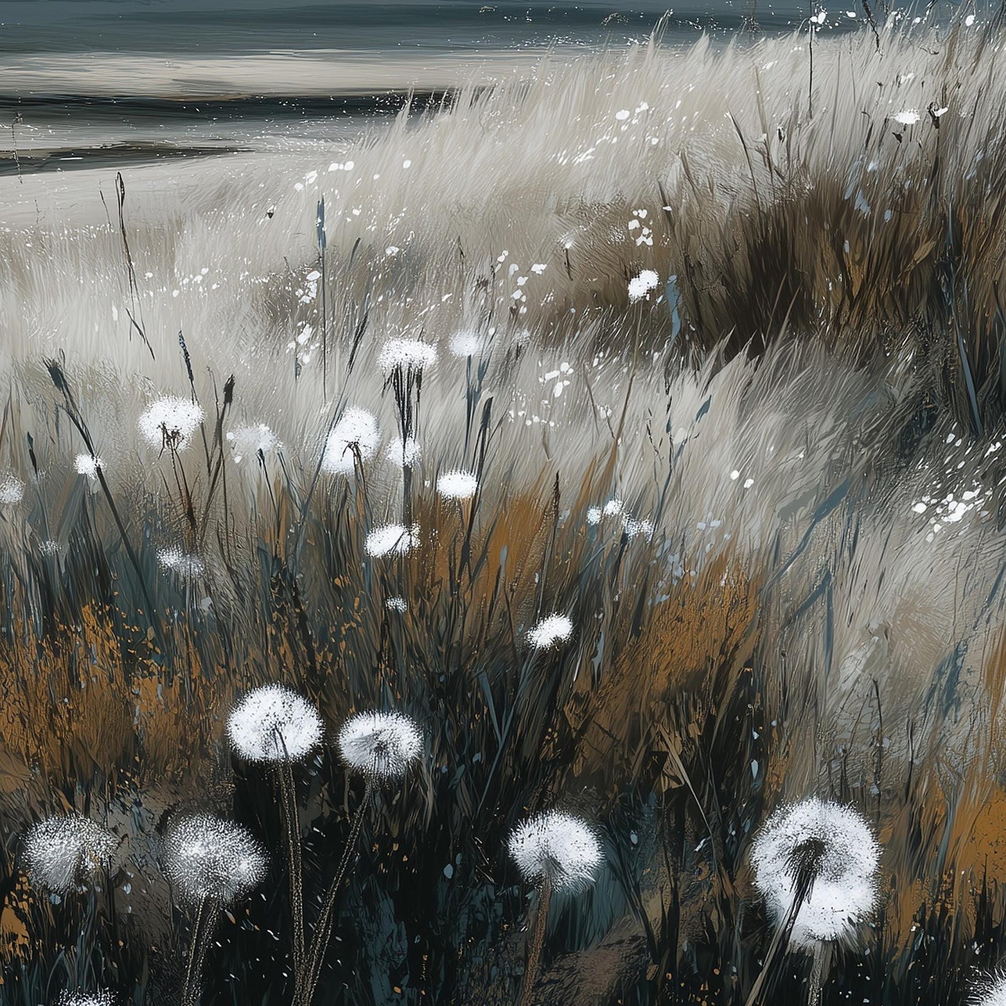 Floating canvas meadow wall art ready to hang close up detail
