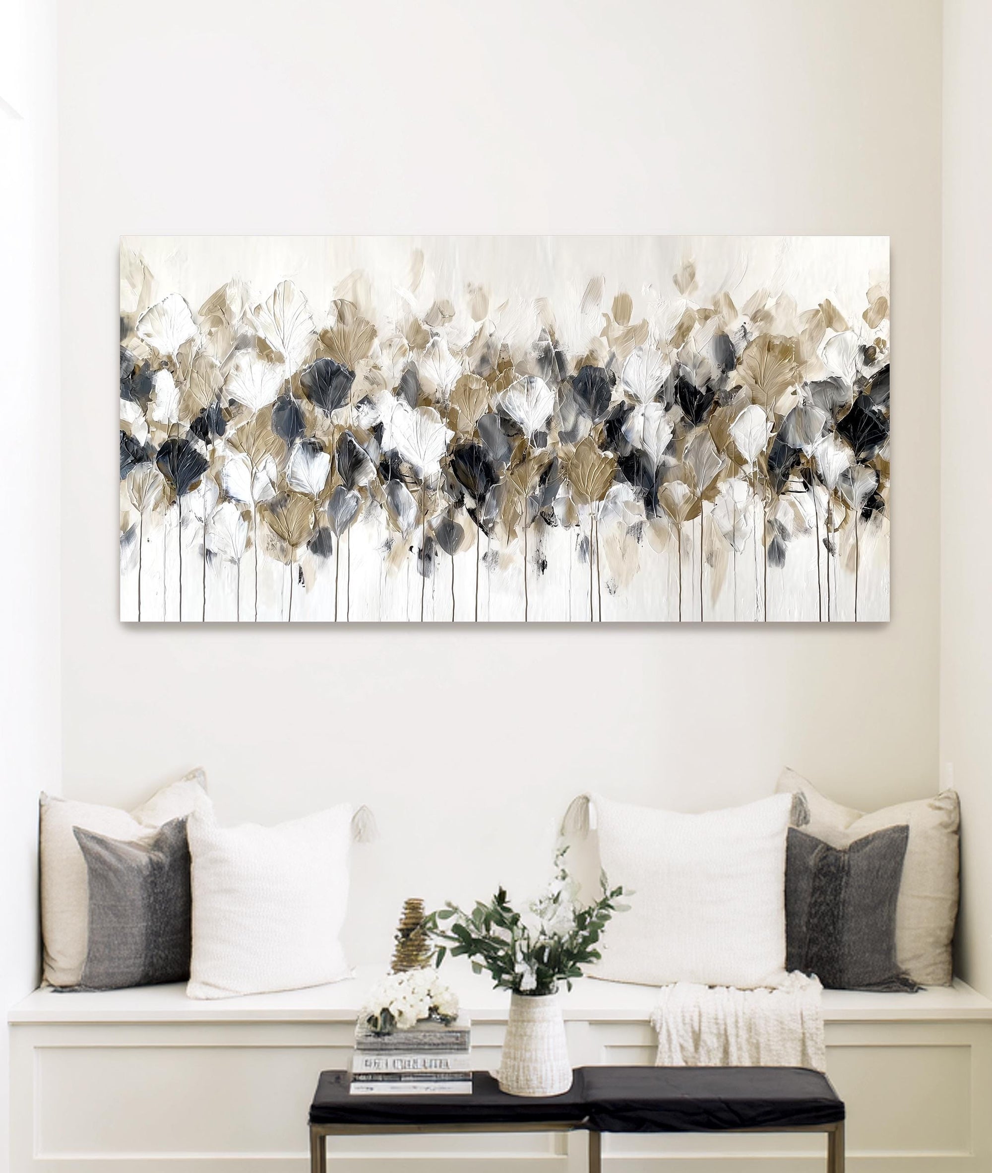 Large horizontal farmhouse floral decor
