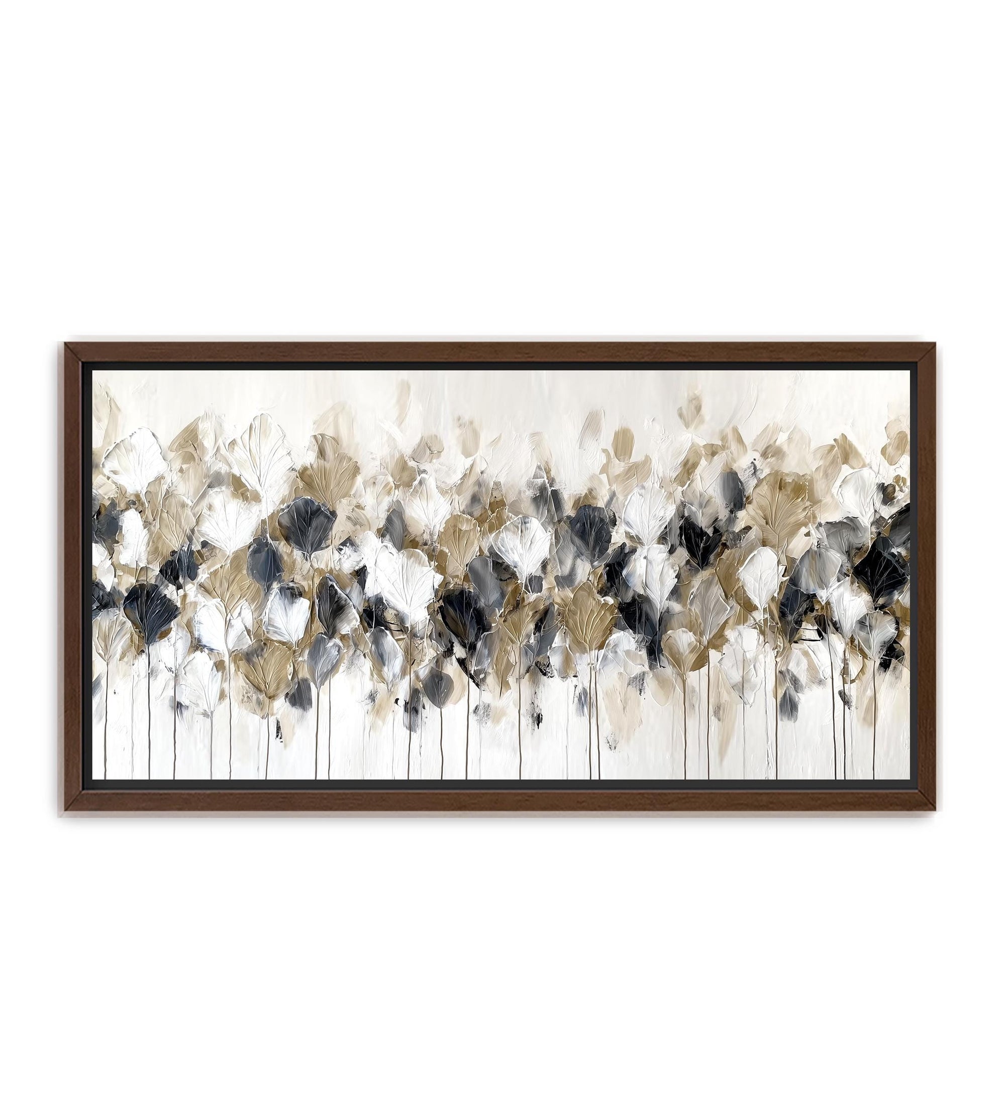 Horizontal neutral wall decor with gold accents