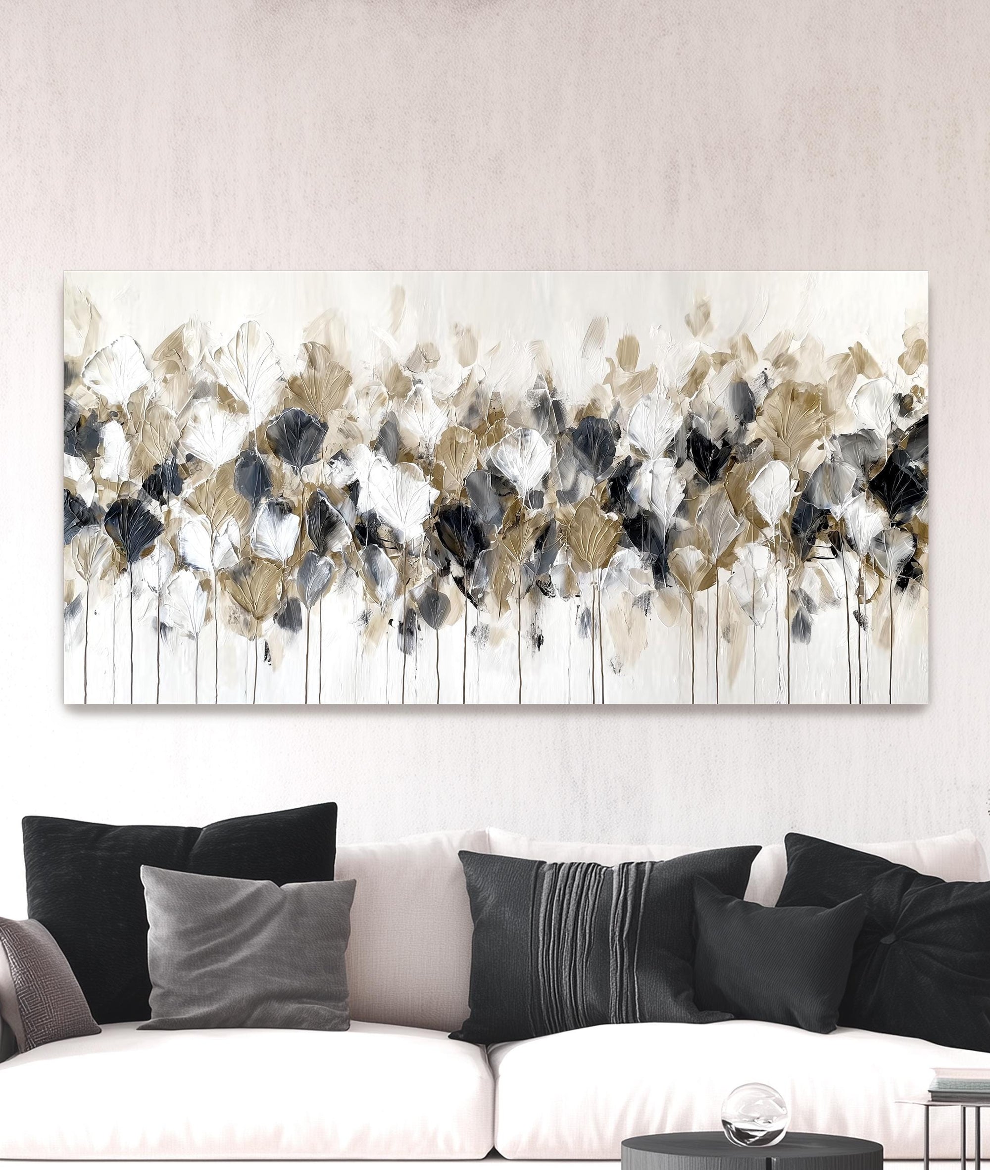 Large modern farmhouse floral canvas