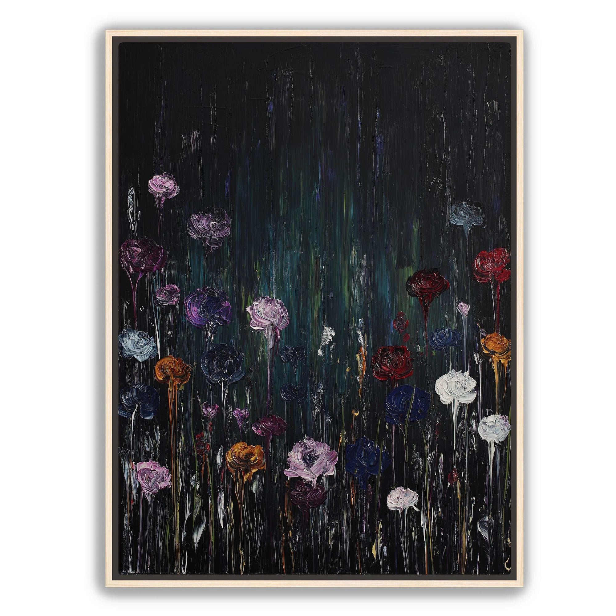 Canvas flower field art ready to hang