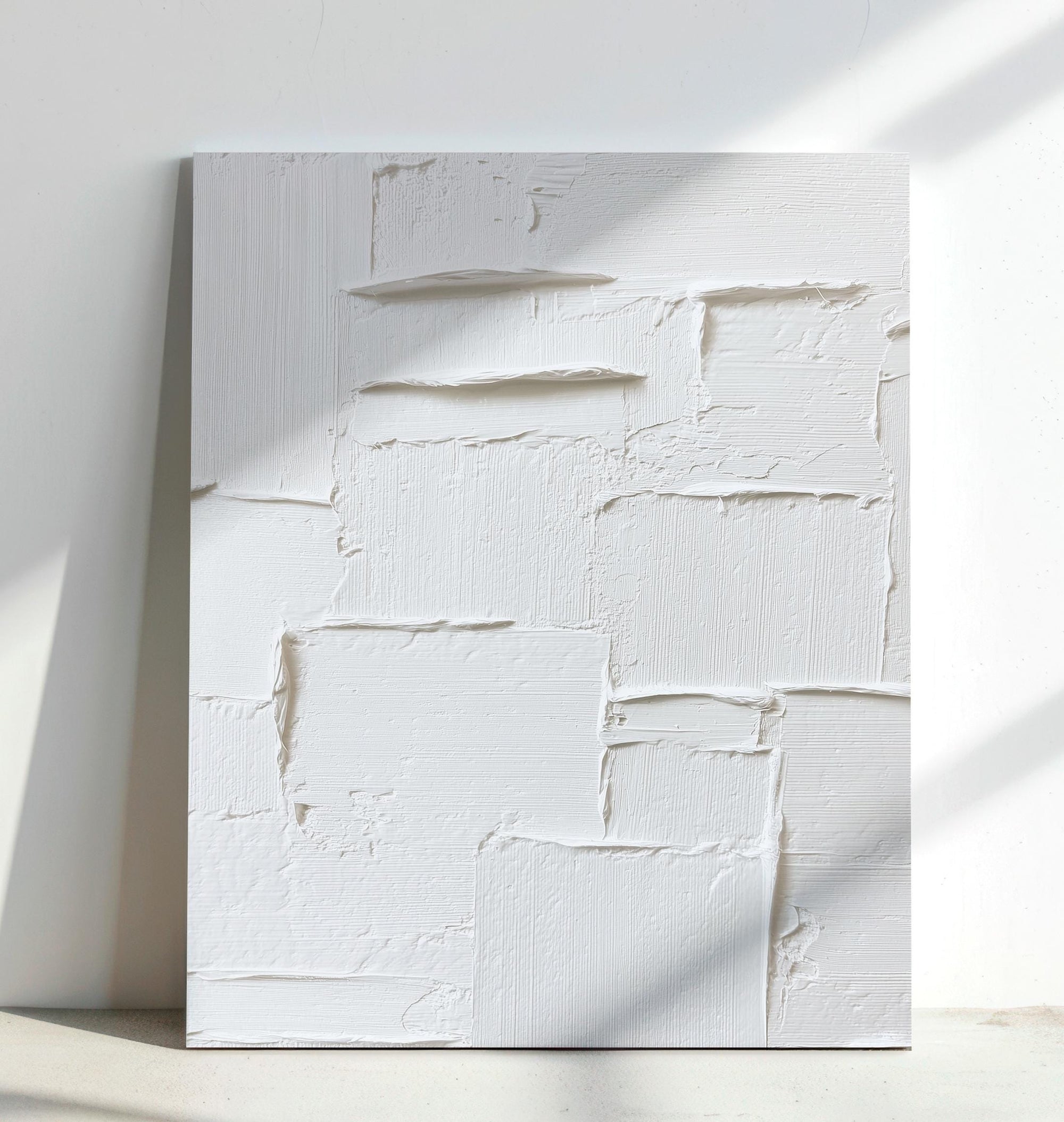 Neutral minimalist abstract wall art in white tones