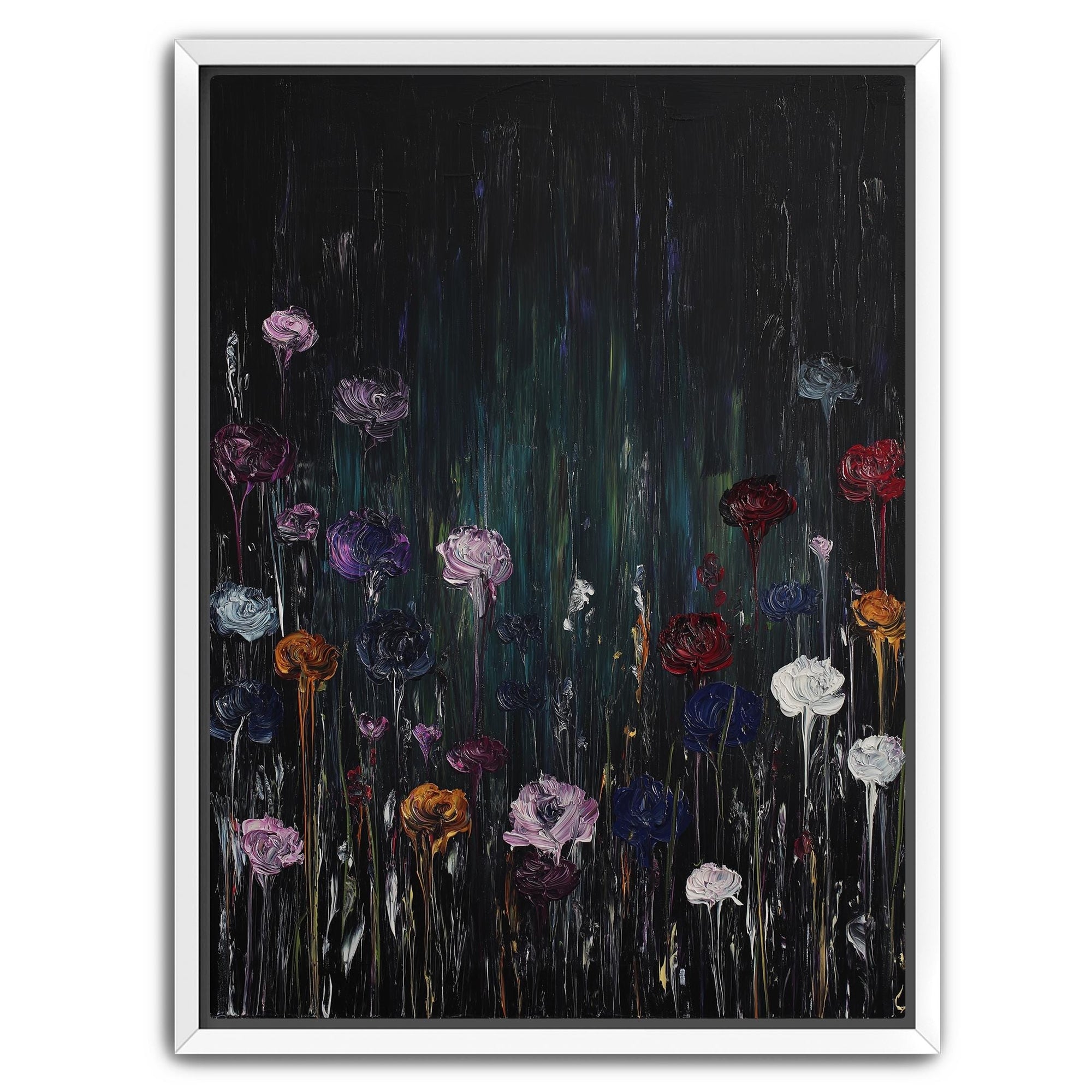 Floral landscape wall art with textured brushwork