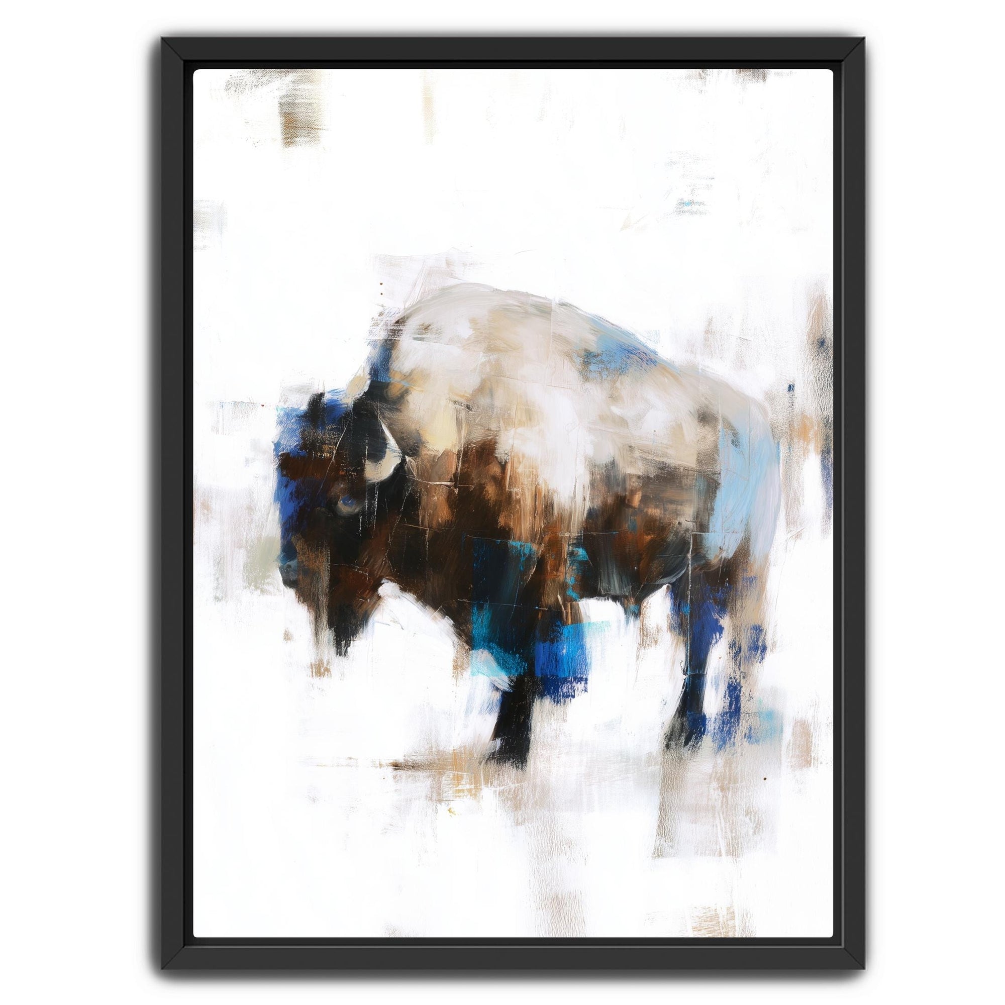 Vertical bison painting with expressive brushwork