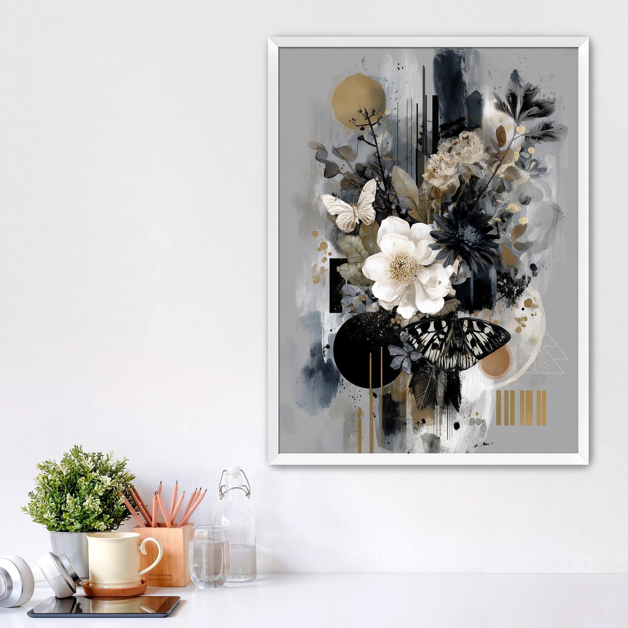 dark floral collage poster lifestyle image