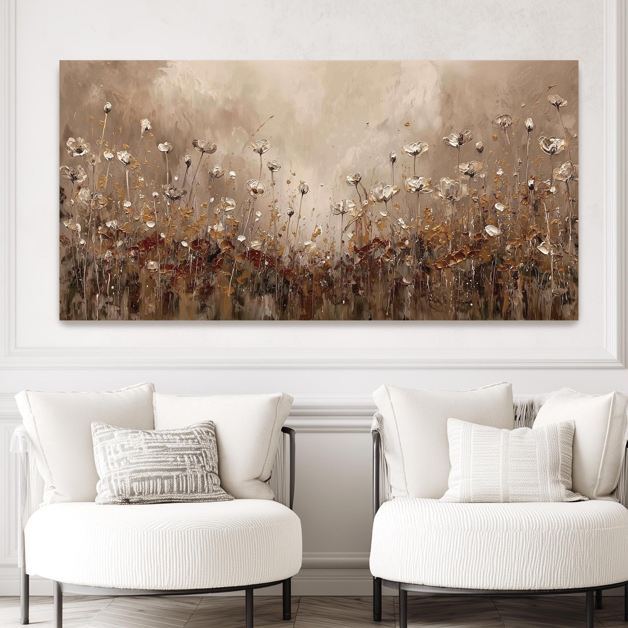 warm botanical wall art for living room
