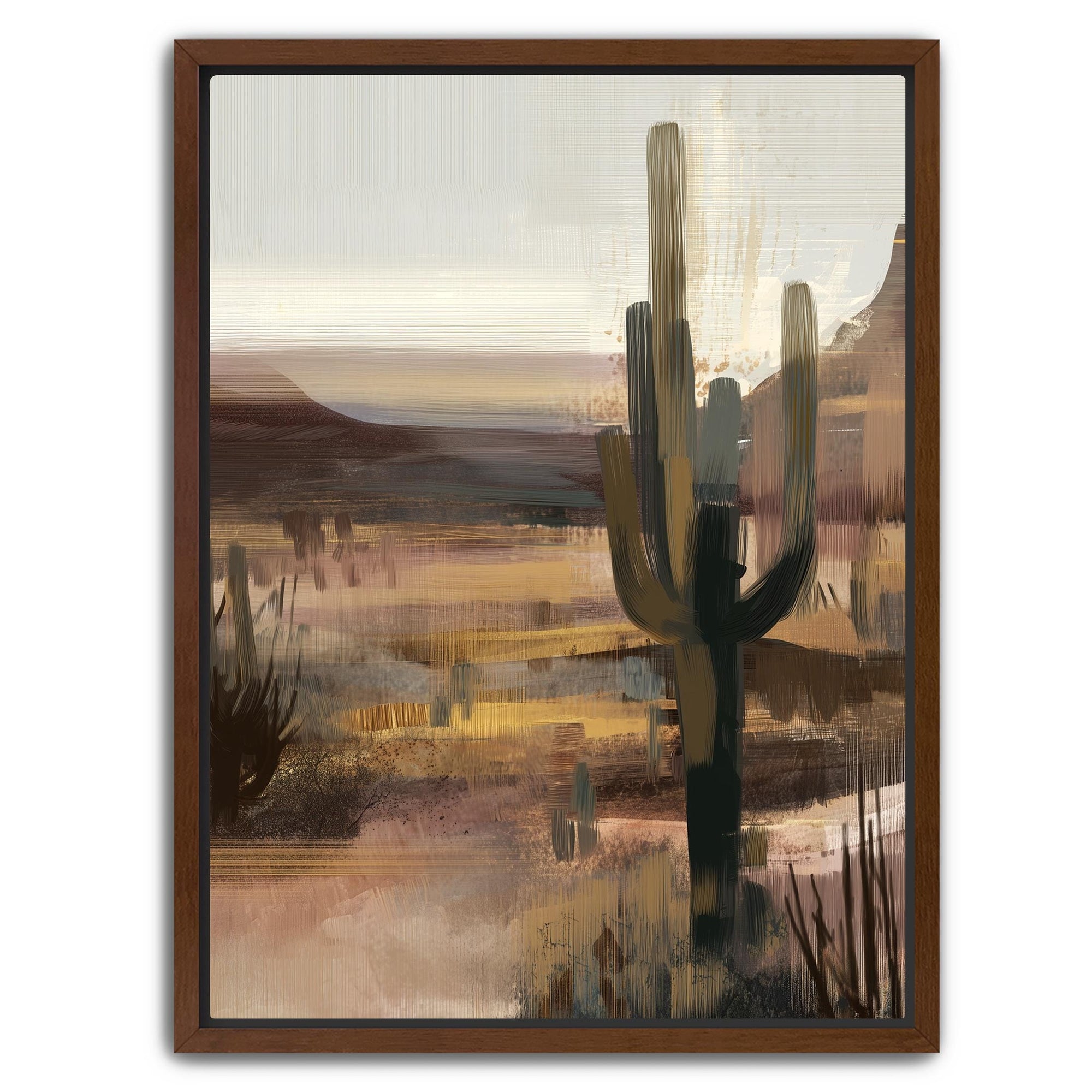 Minimal southwest wall art with cactus motif