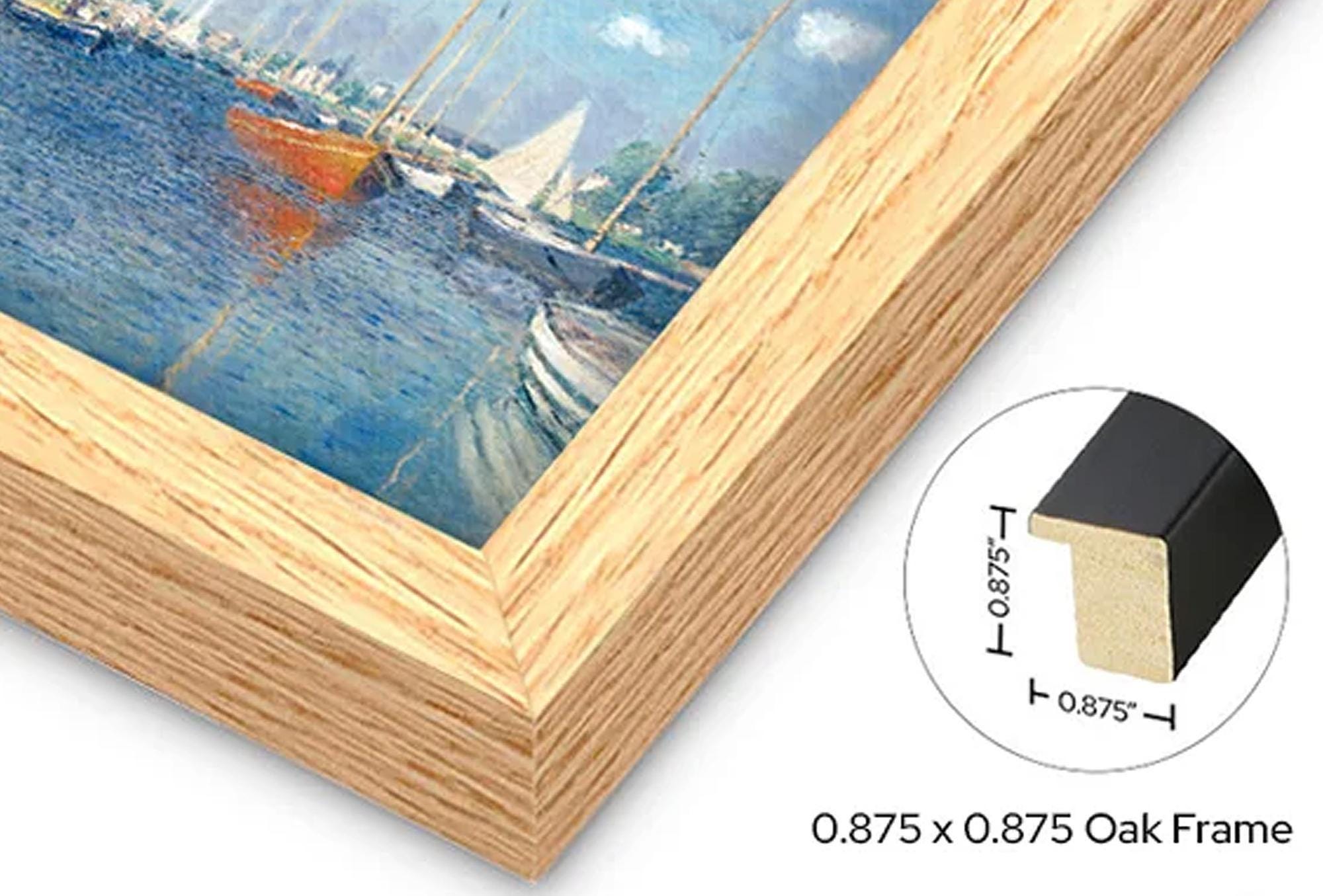 mounted canvas detail of frame