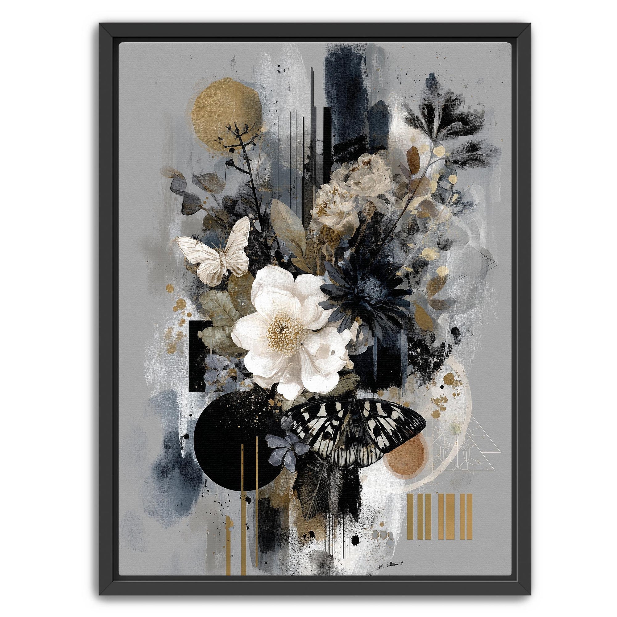 dark floral collage poster black frame
