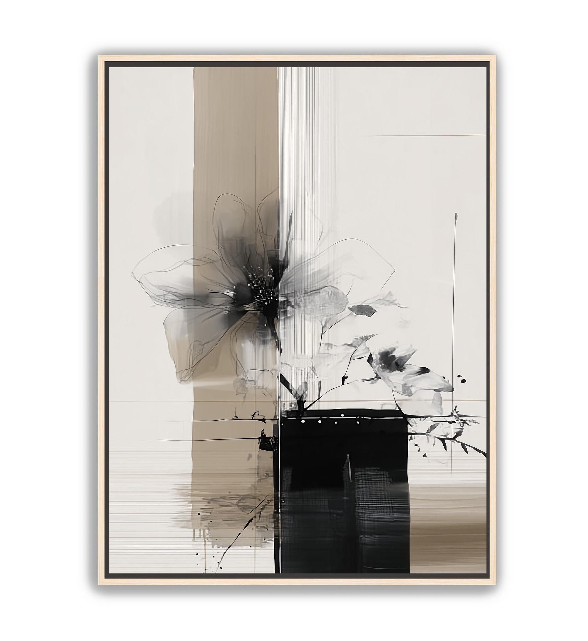 contemporary neutral floral canvas wall art