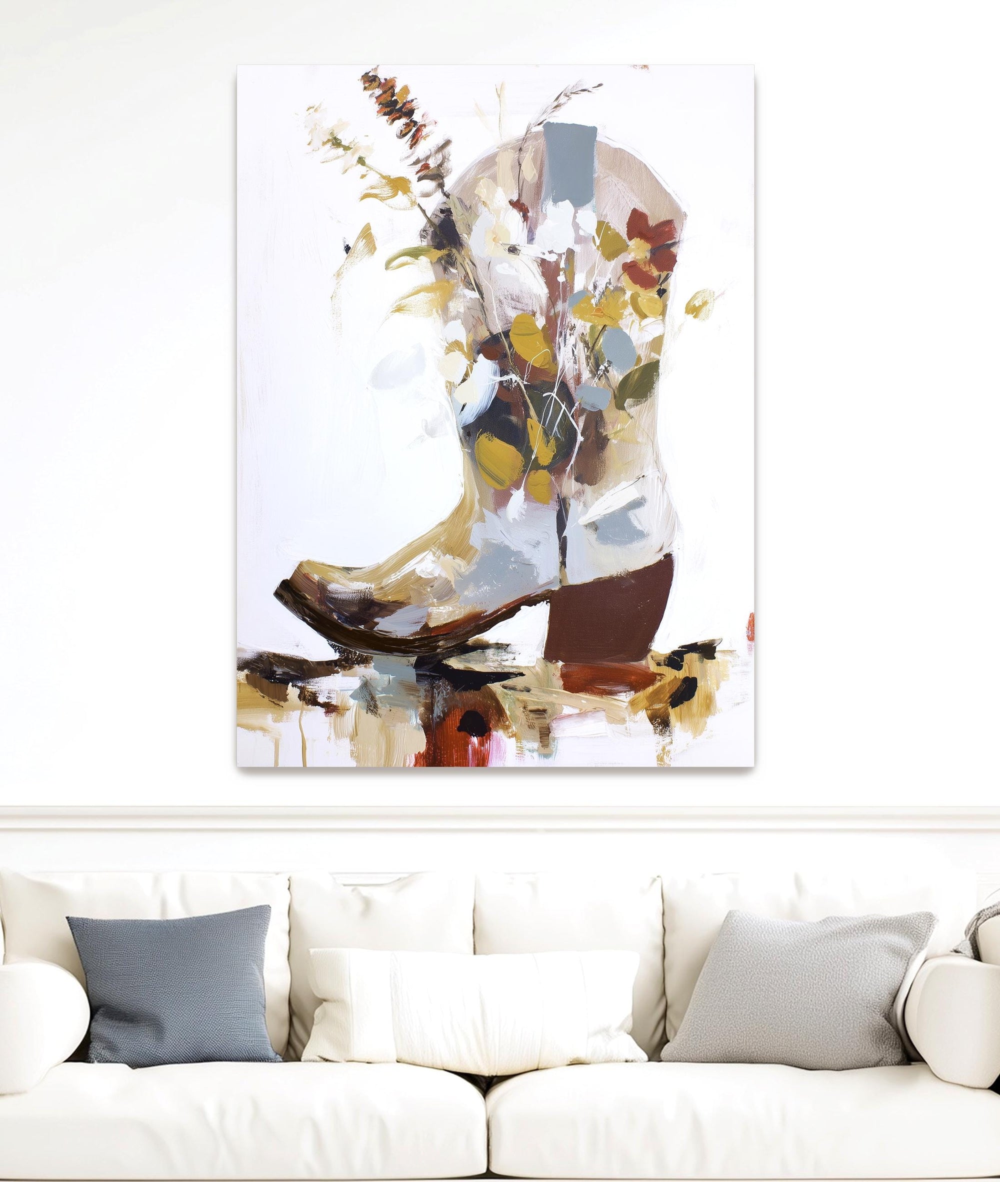 Southwestern cowboy boot painting with flowers