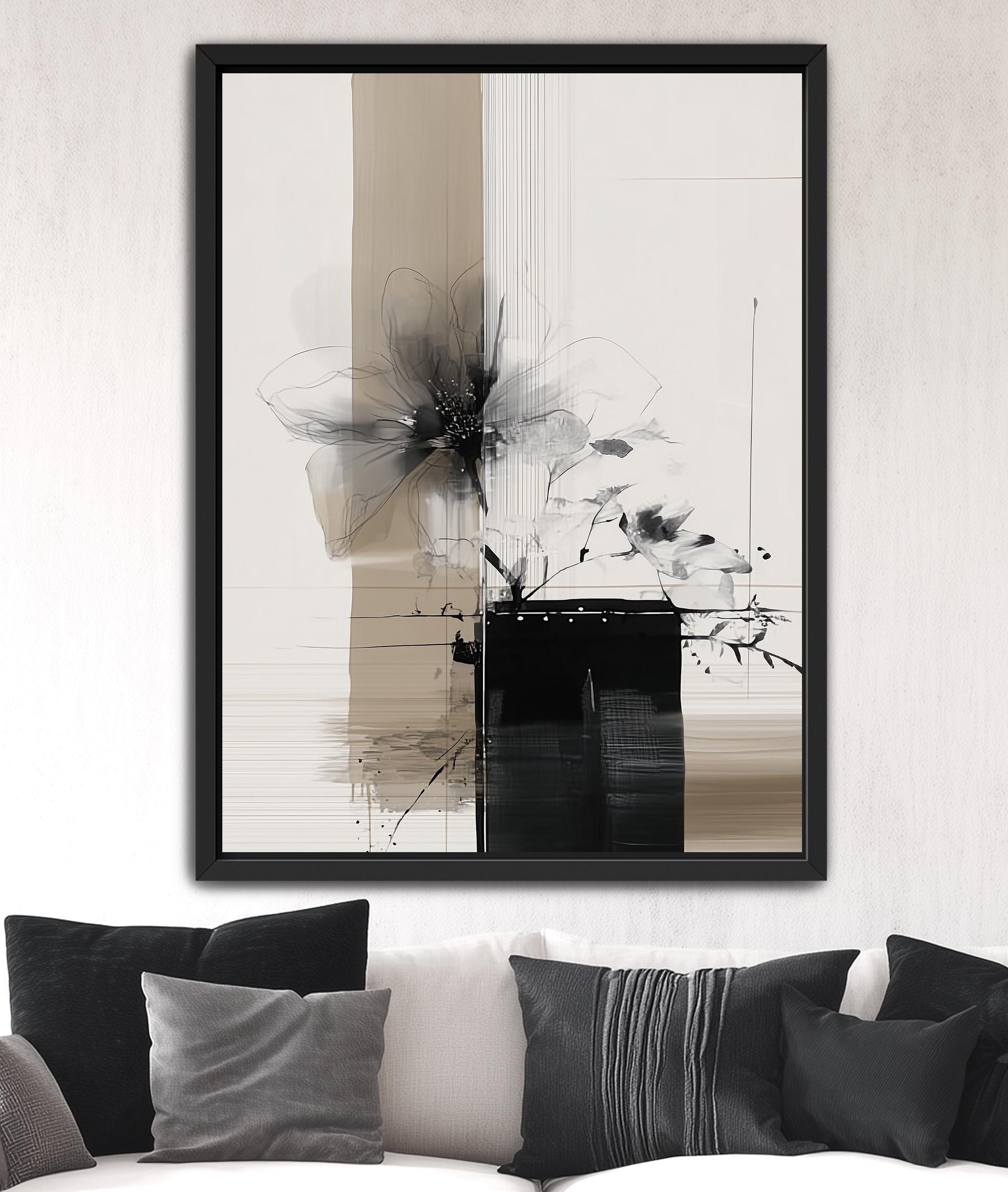 neutral abstract flower canvas art contemporary decor