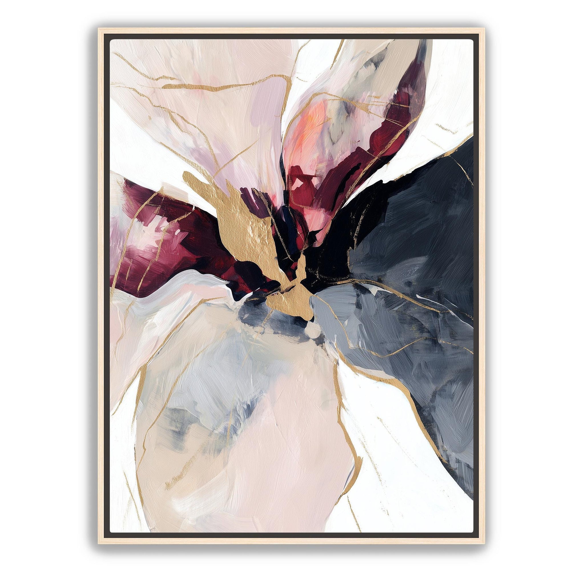 charcoal maroon floral painting