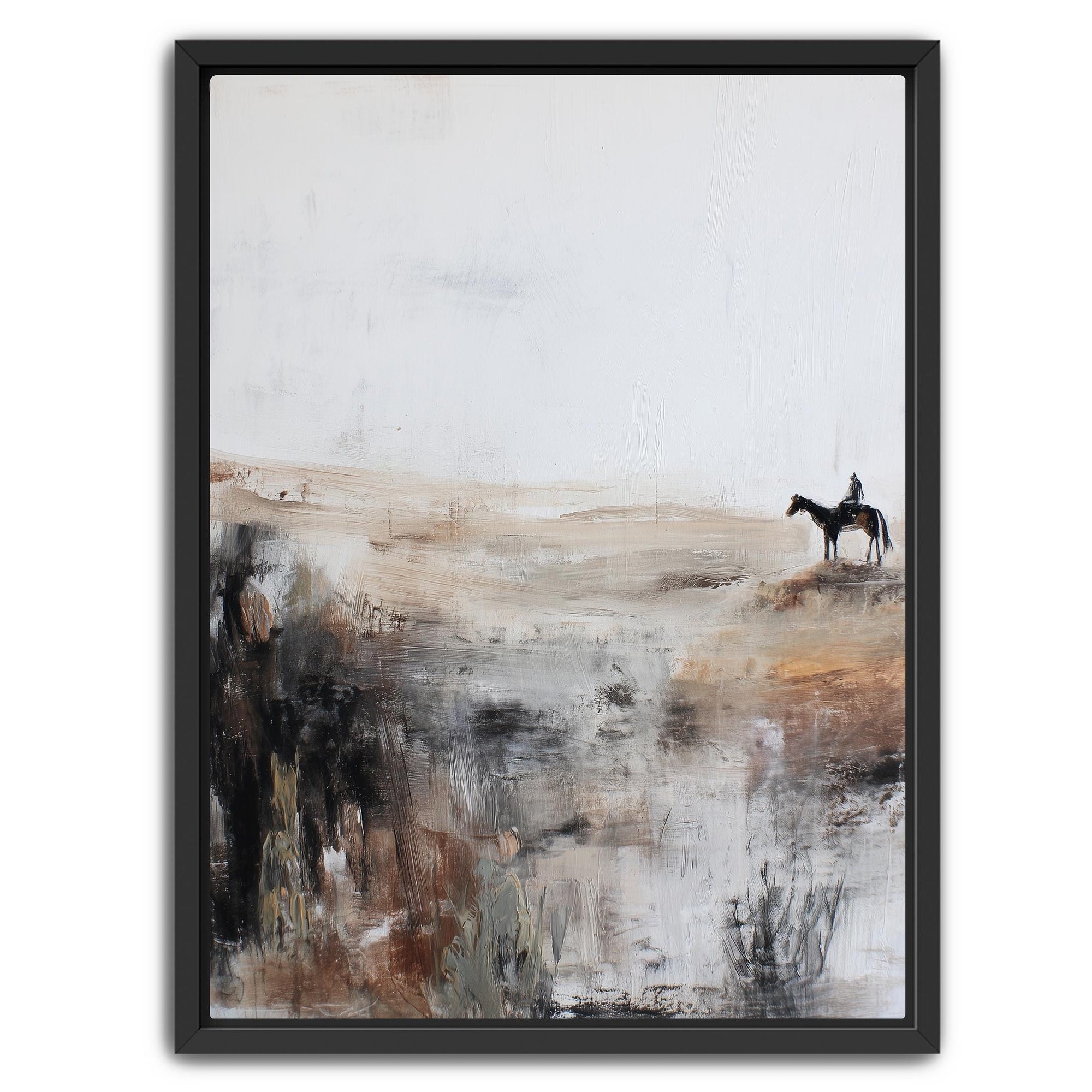 Western horse canvas art in neutral tones