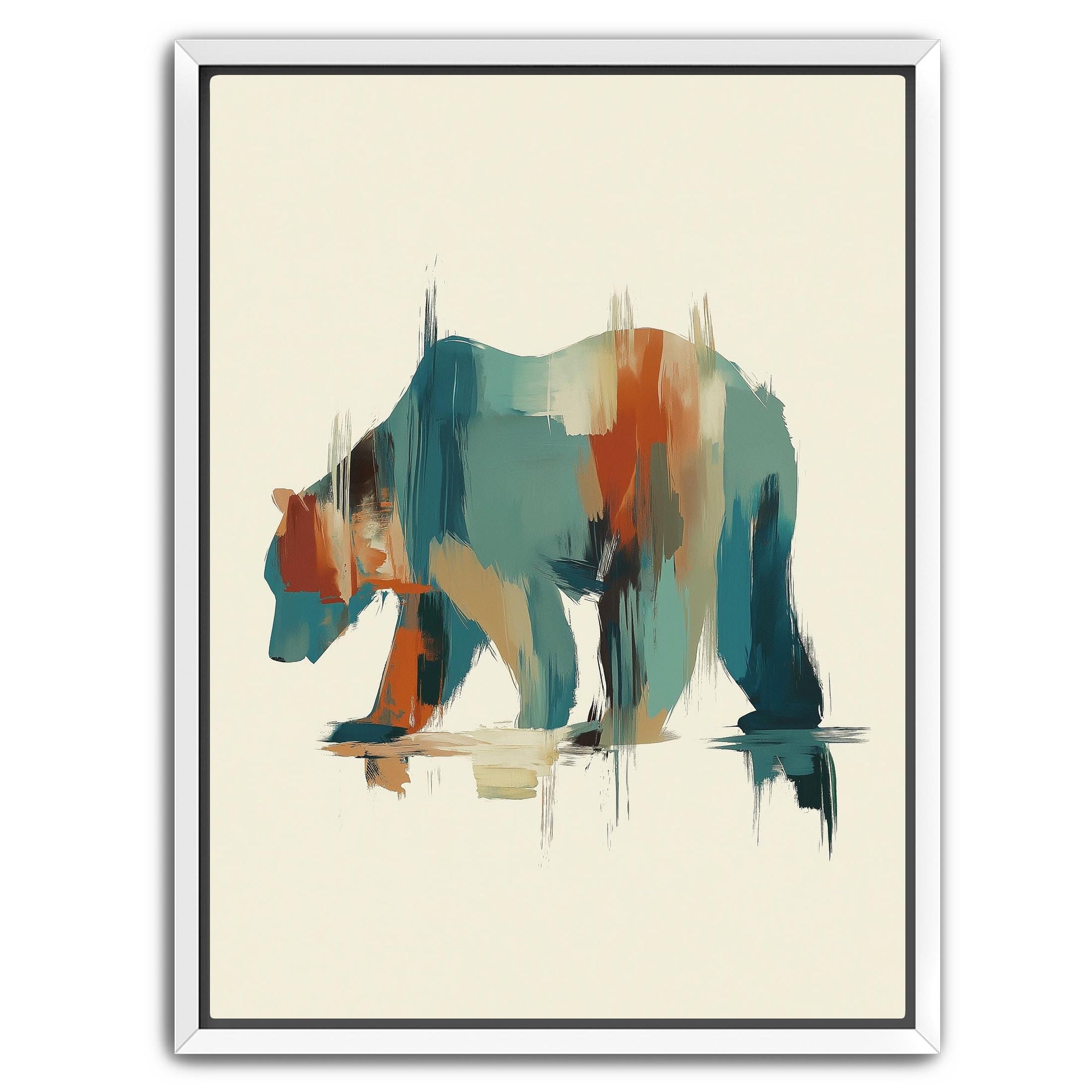 Abstract bear wall art with earthy tones