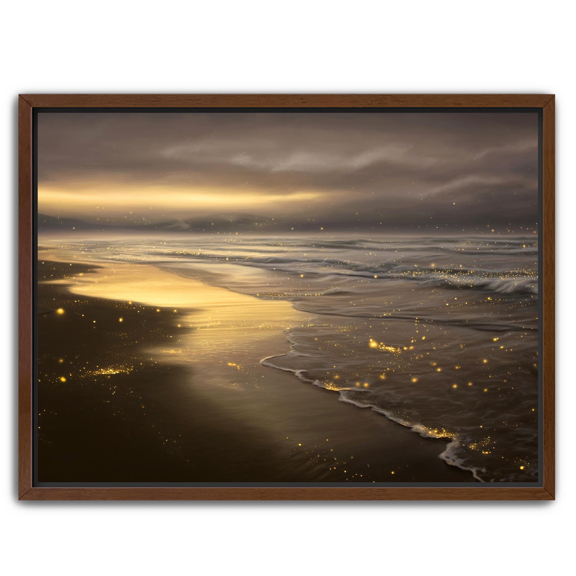 Beach sunset wall art for living room in modern coastal style