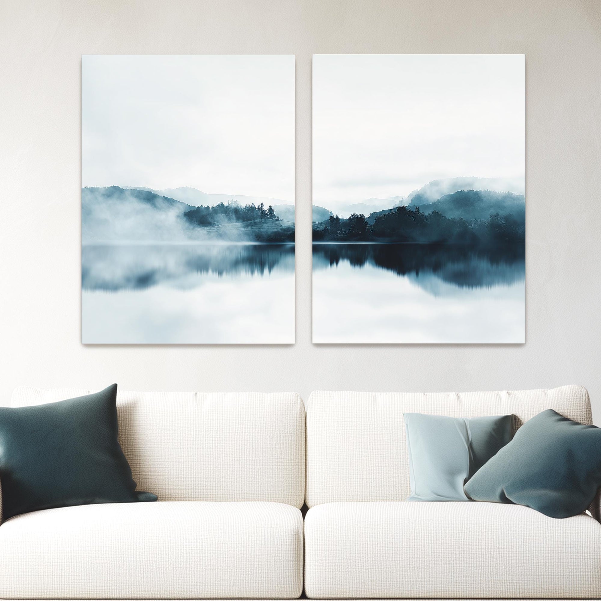 forest reflection diptych wall art set of two panels