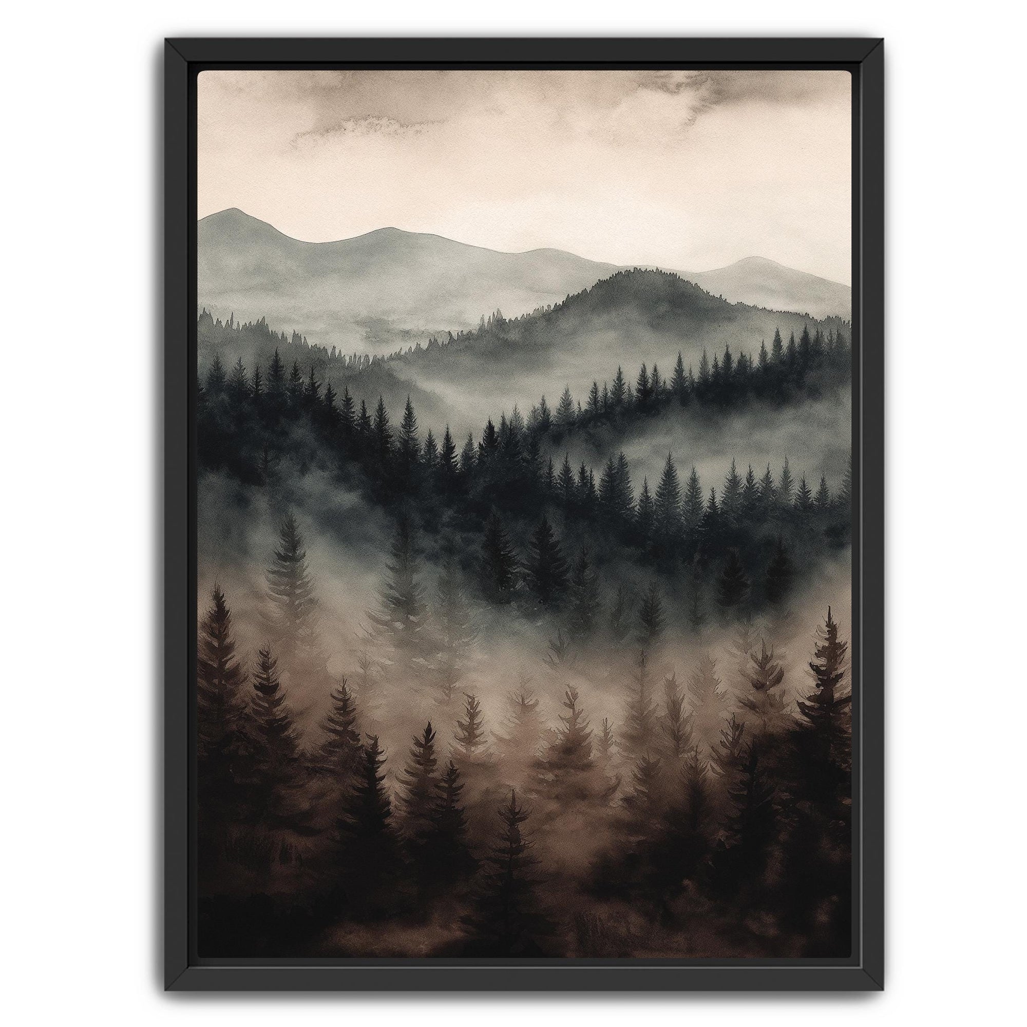 watercolor forest landscape print