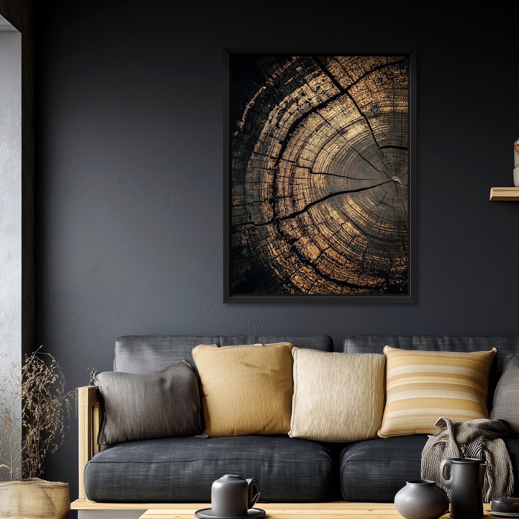 Black Gold Tree Rings Wall Art | Black Cloud Creative