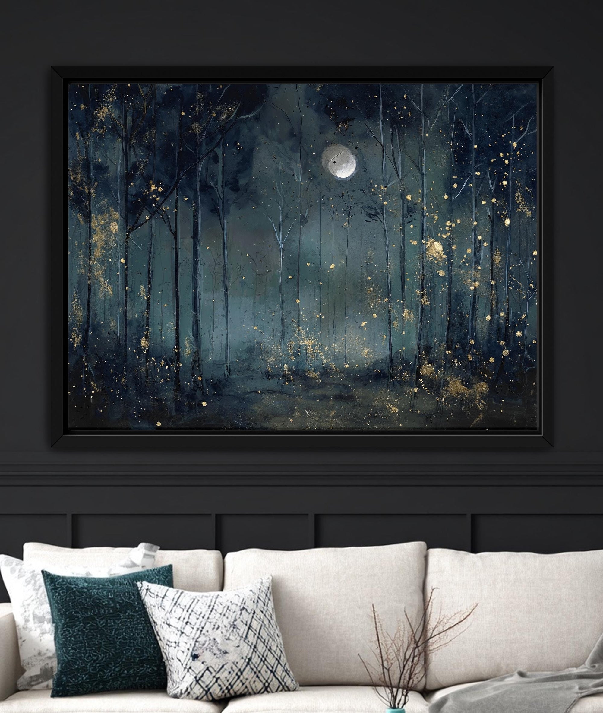 Midnight forest wall art