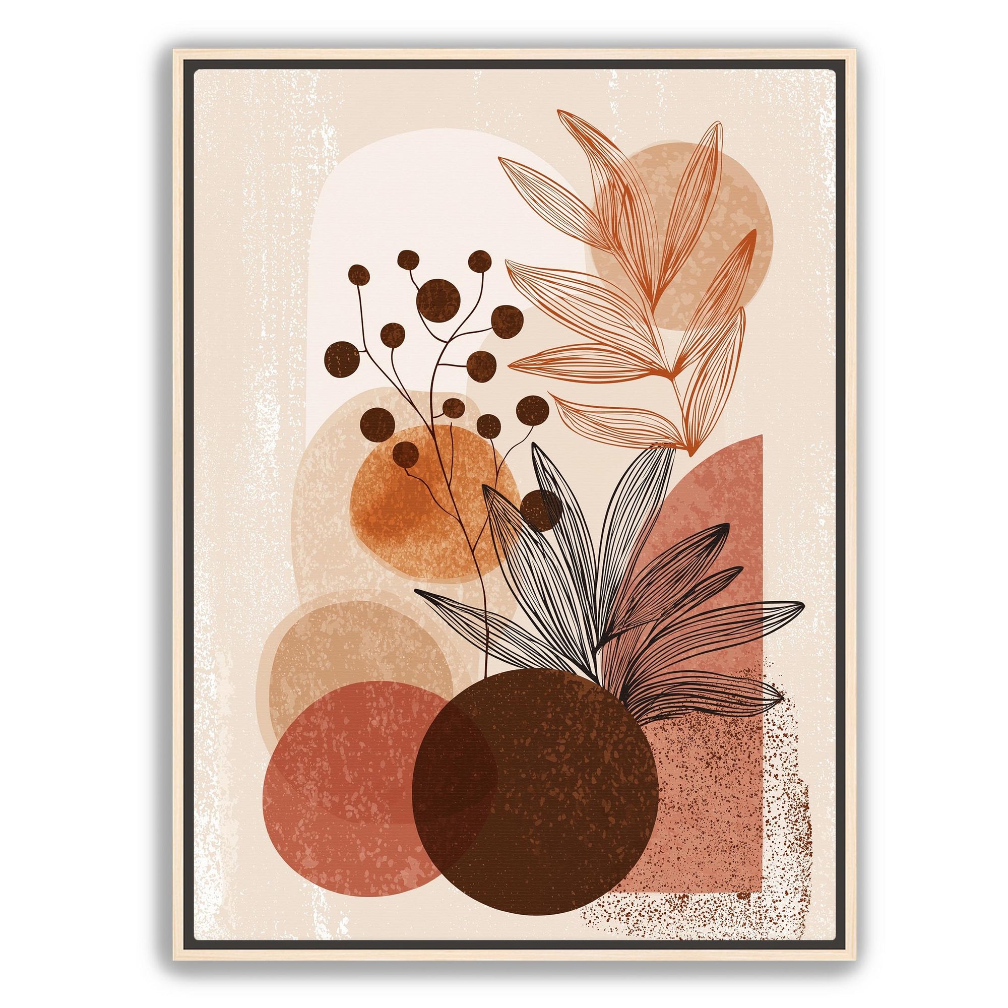 Abstract botanical wall art with neutral foliage collage