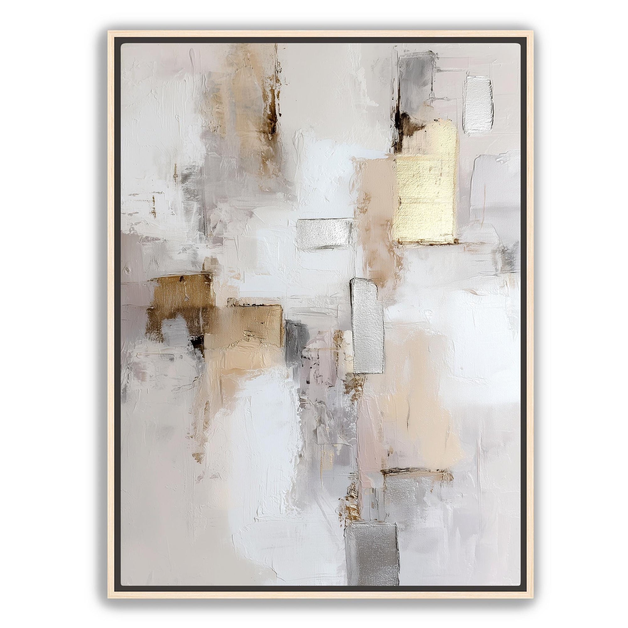 bright airy abstract canvas in beige and white