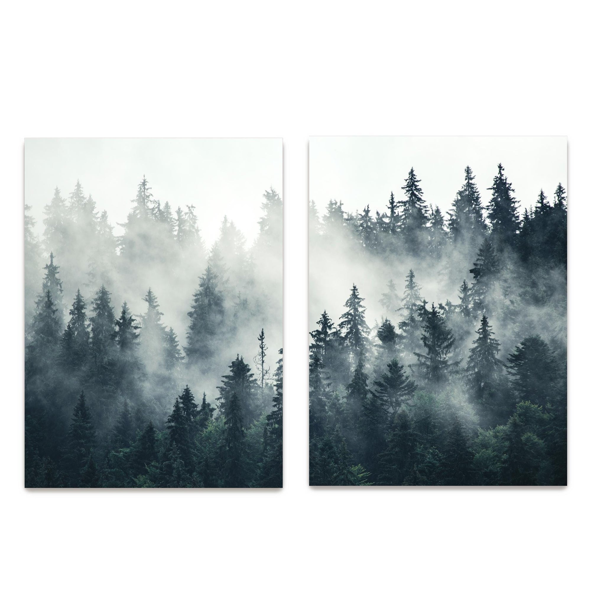 forest and clouds canvas wall art set of two