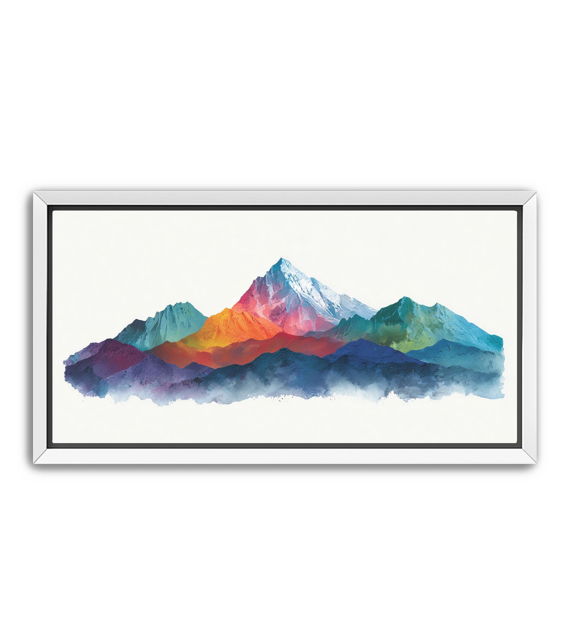 Colorful mountain wall art canvas in panoramic format