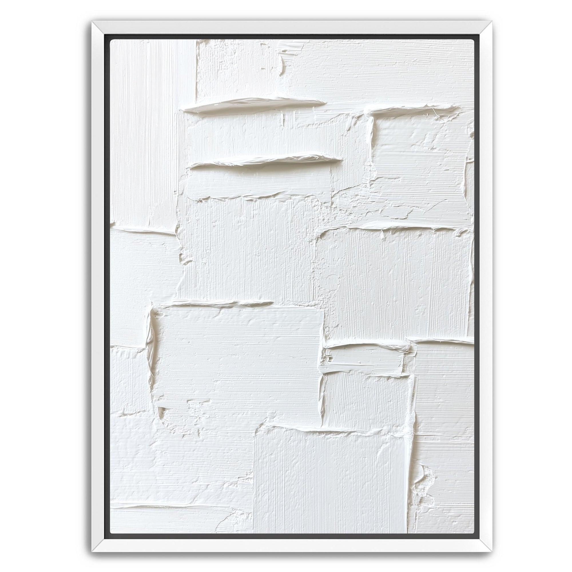 White minimalist abstract wall art vertical