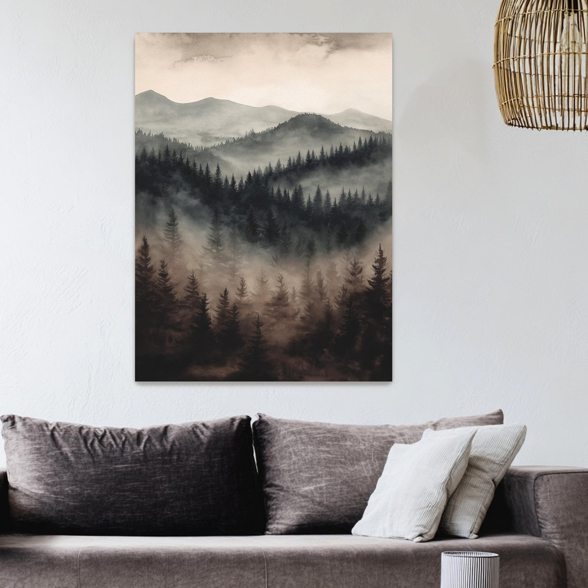 pine forest mountain wall art