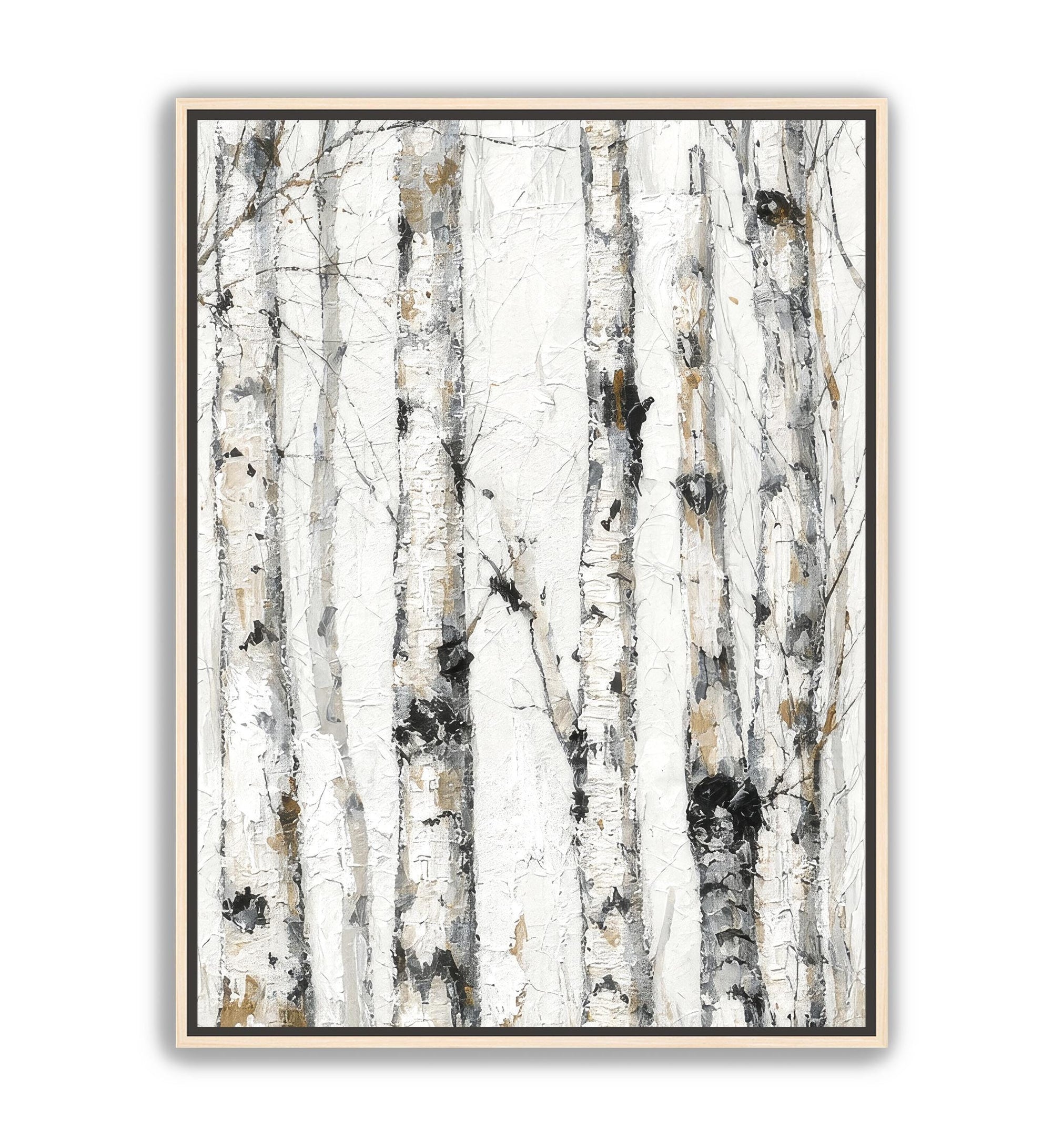 Neutral nature wall art set with birch and aspen inspired trees