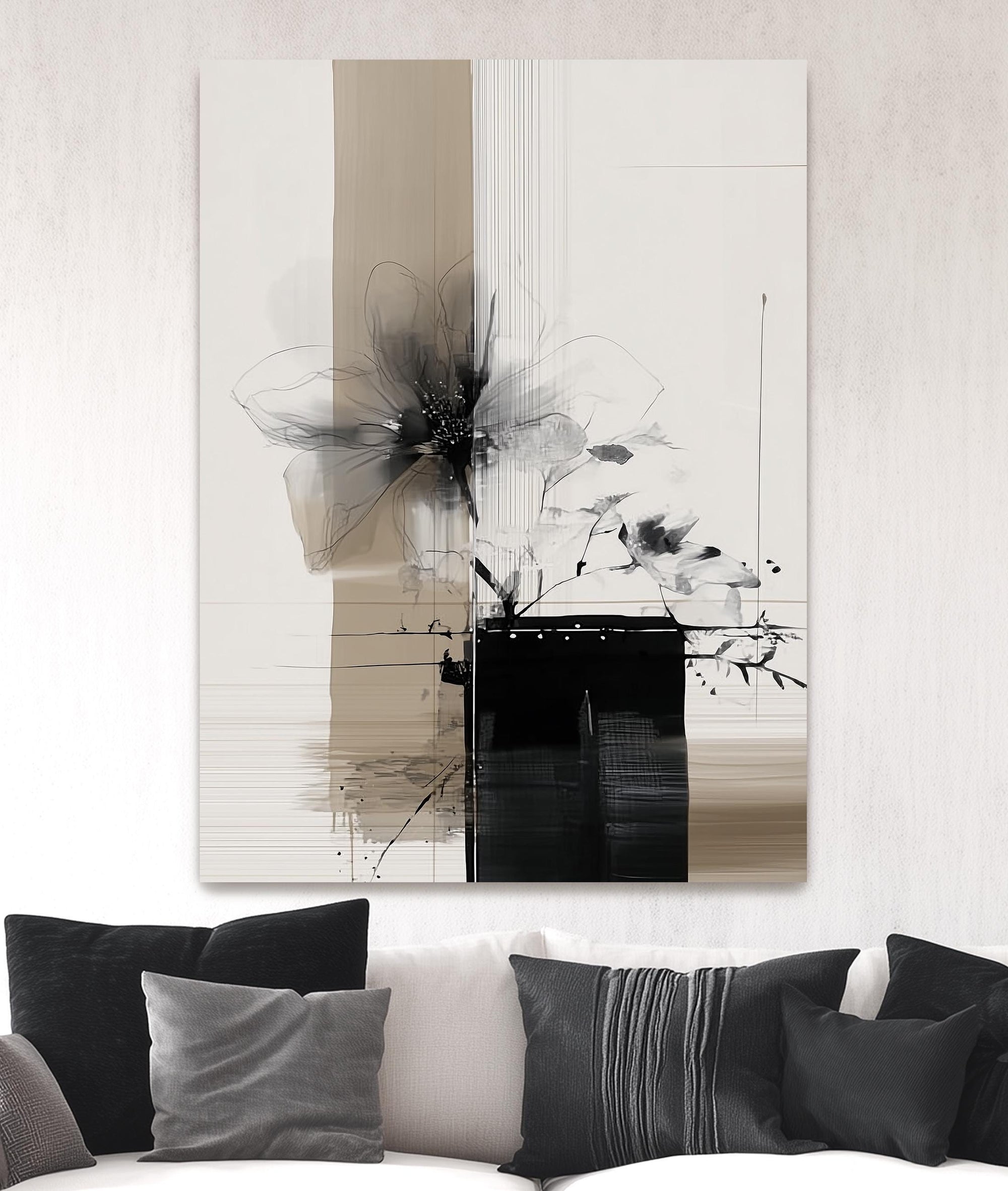large vertical floral wall decor modern interior