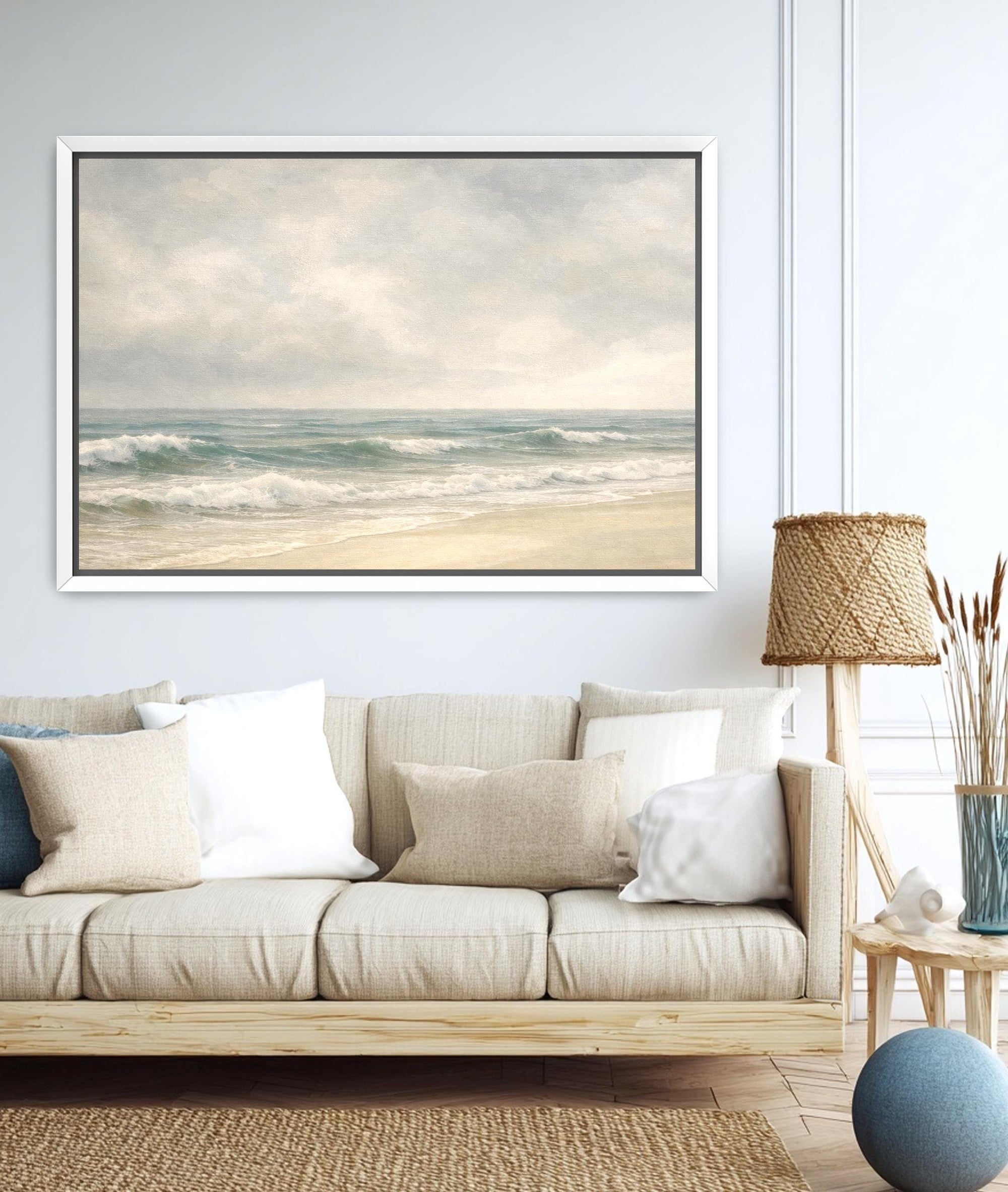 calm beach artwork with painterly texture