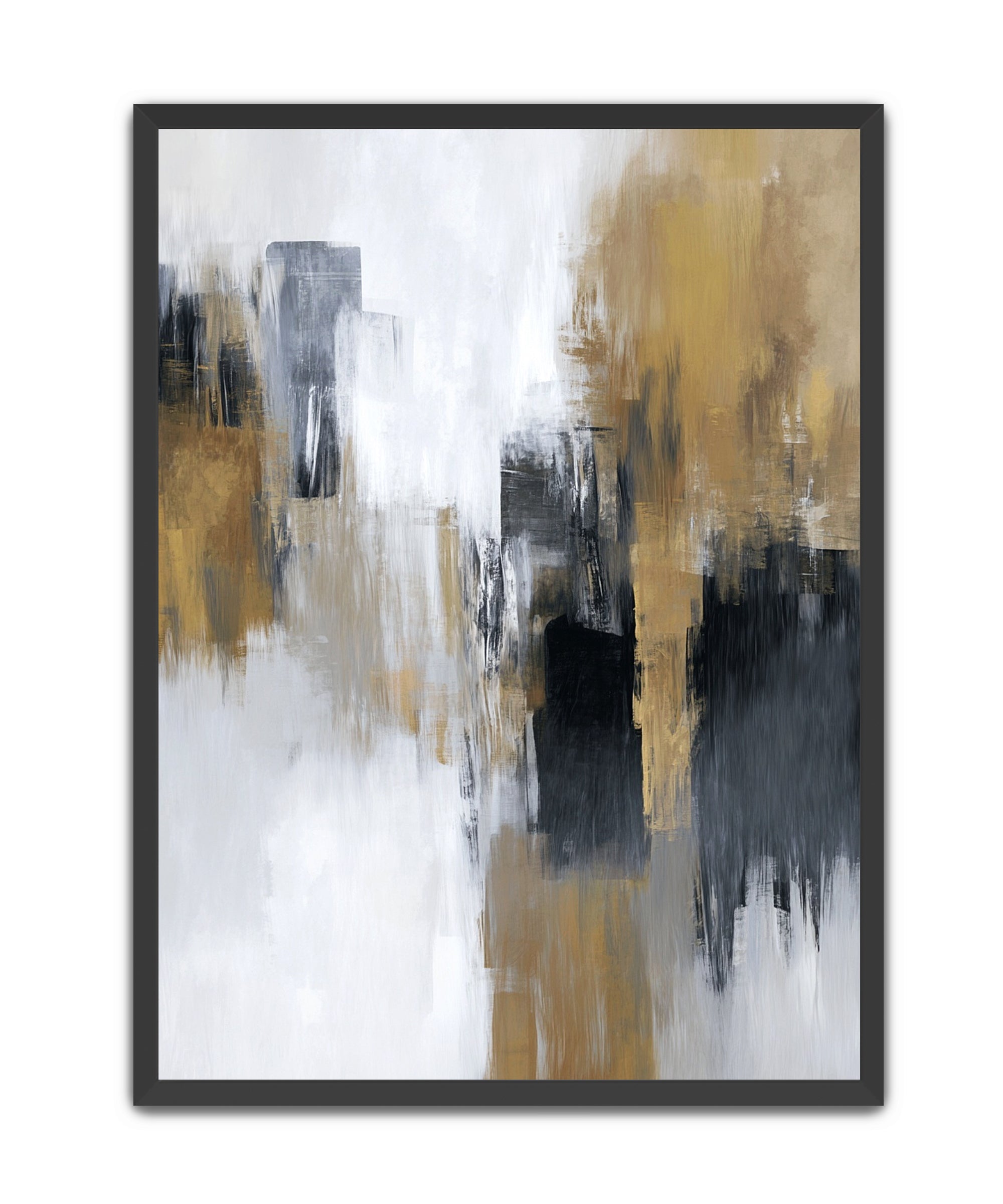 Mustard +Charcoal Abstract Wall Art