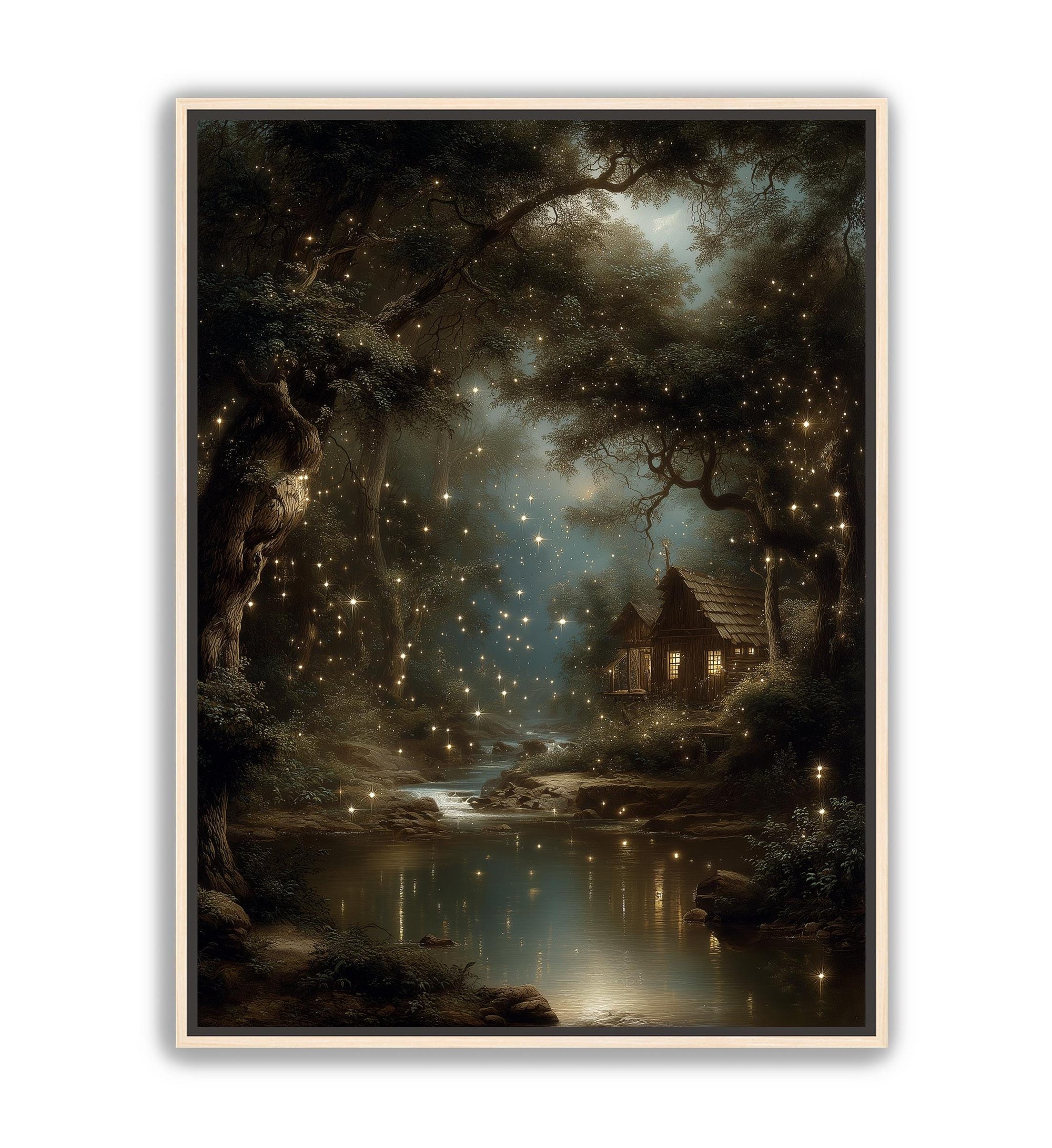 rustic cabin fantasy nature print