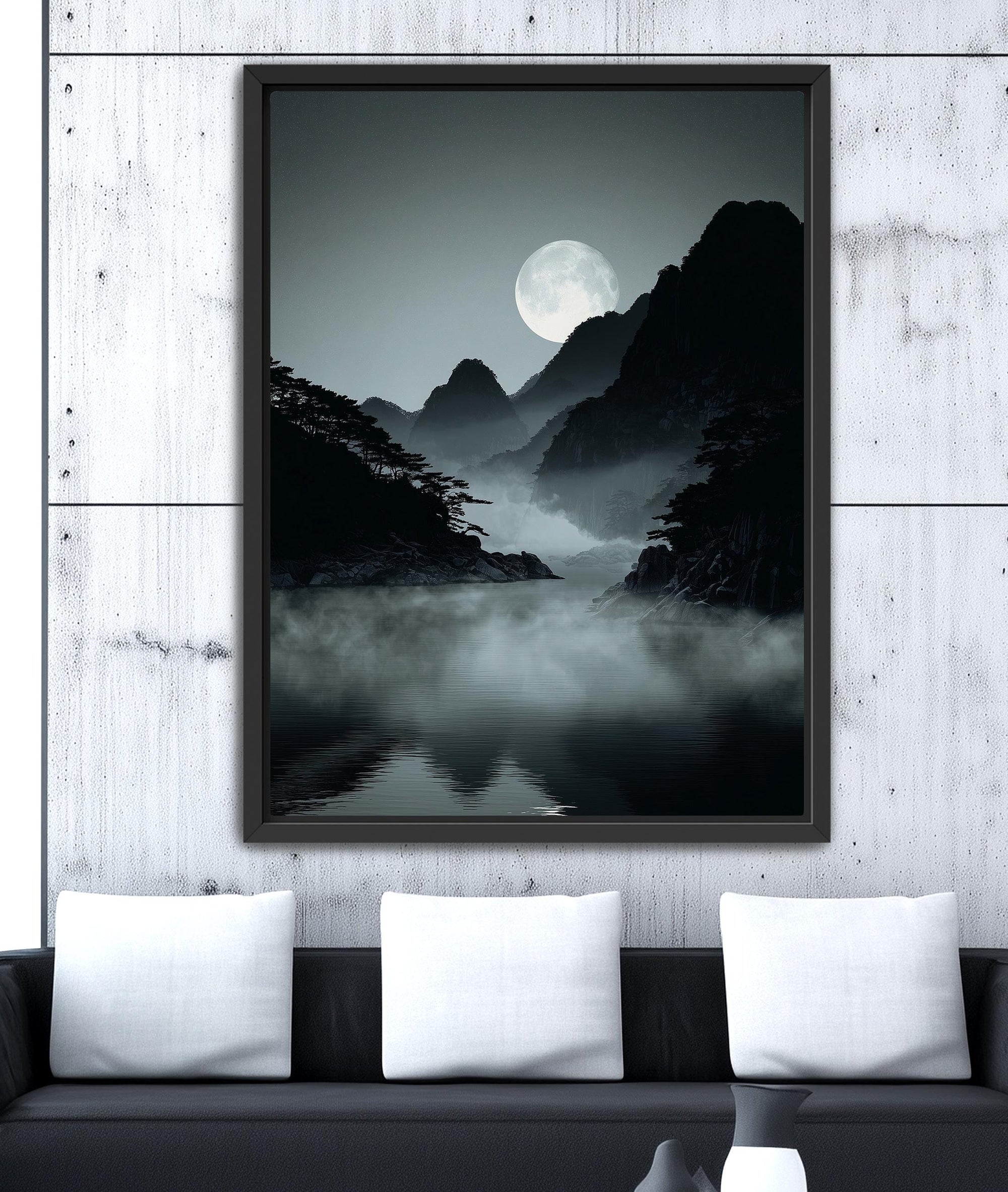 Full moon over mountains wall art