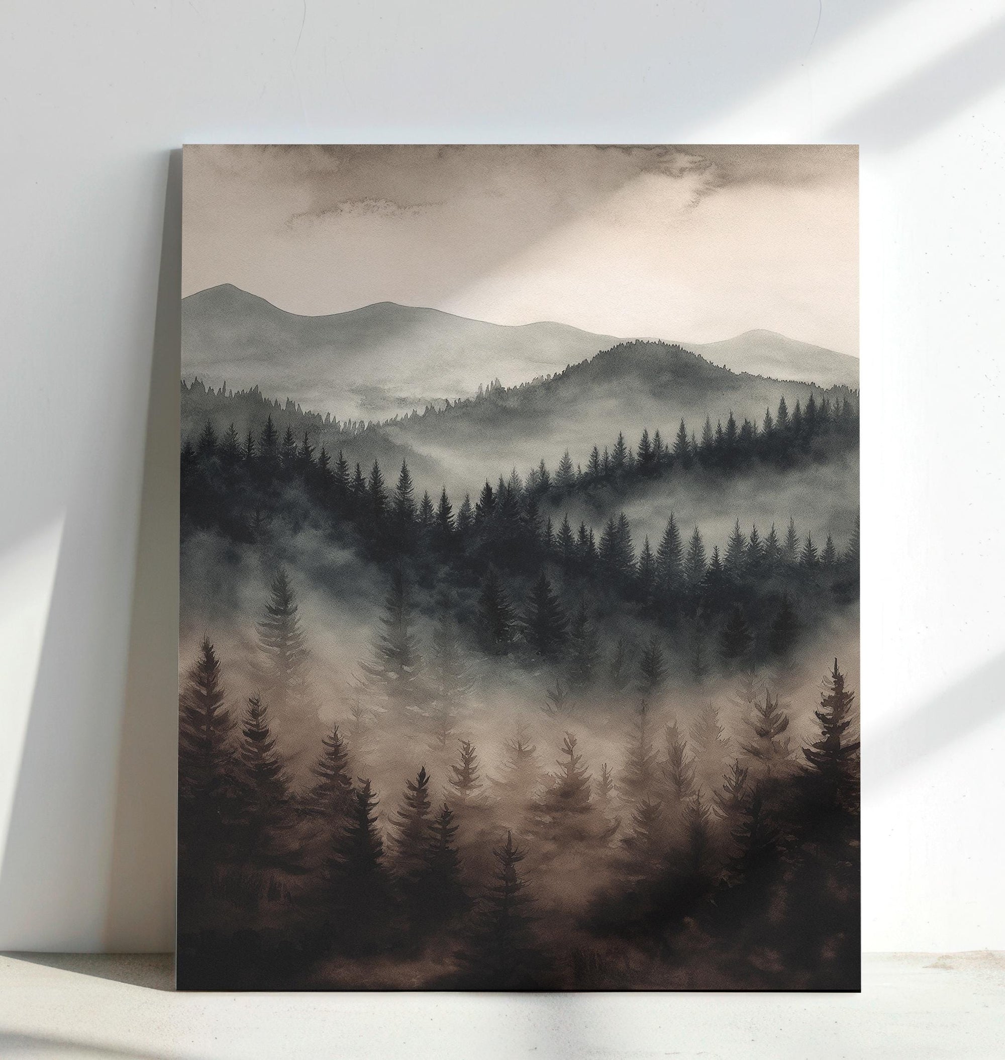 neutral forest mountain artwork
