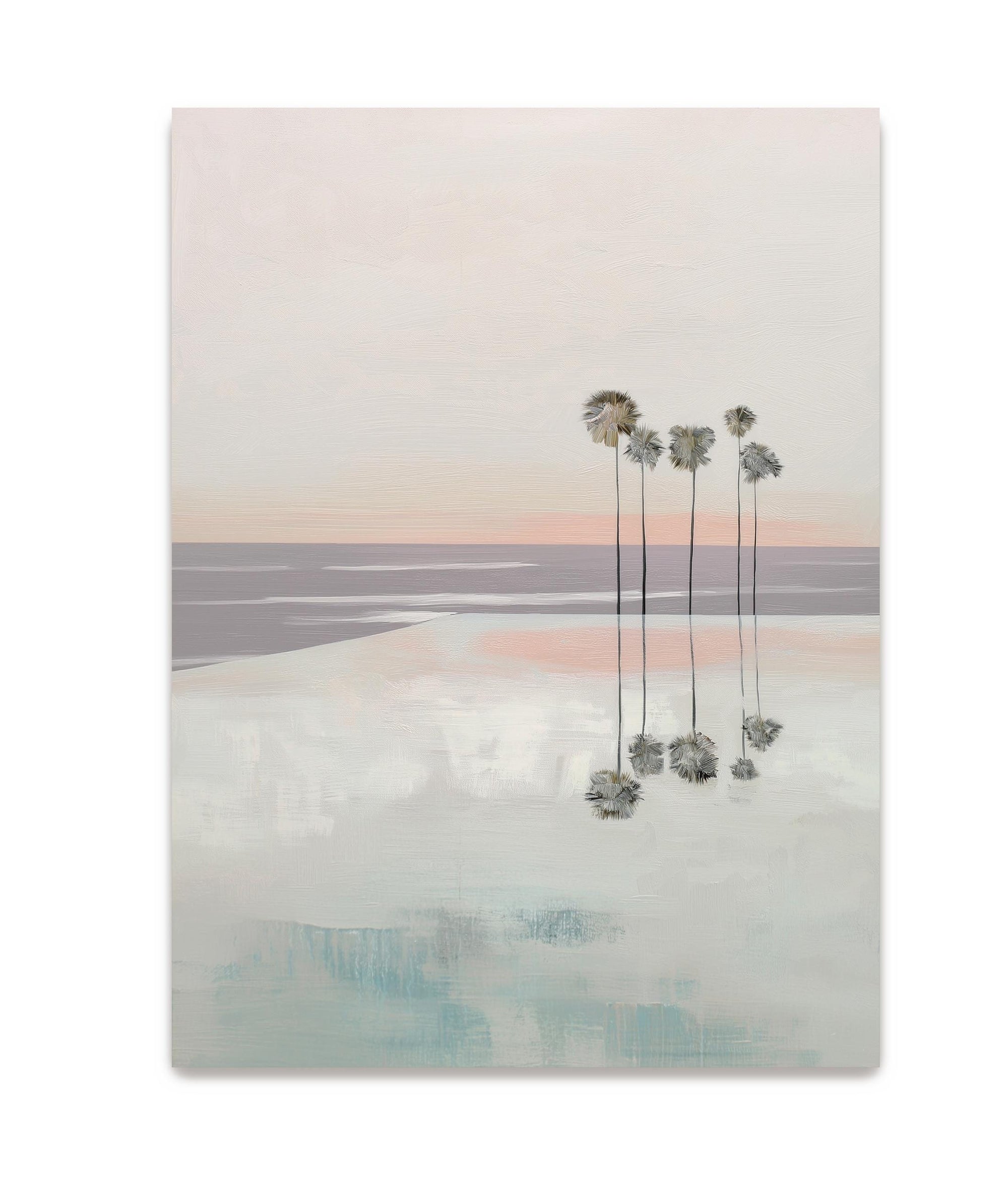 Beach house wall decor featuring palm tree reflection art