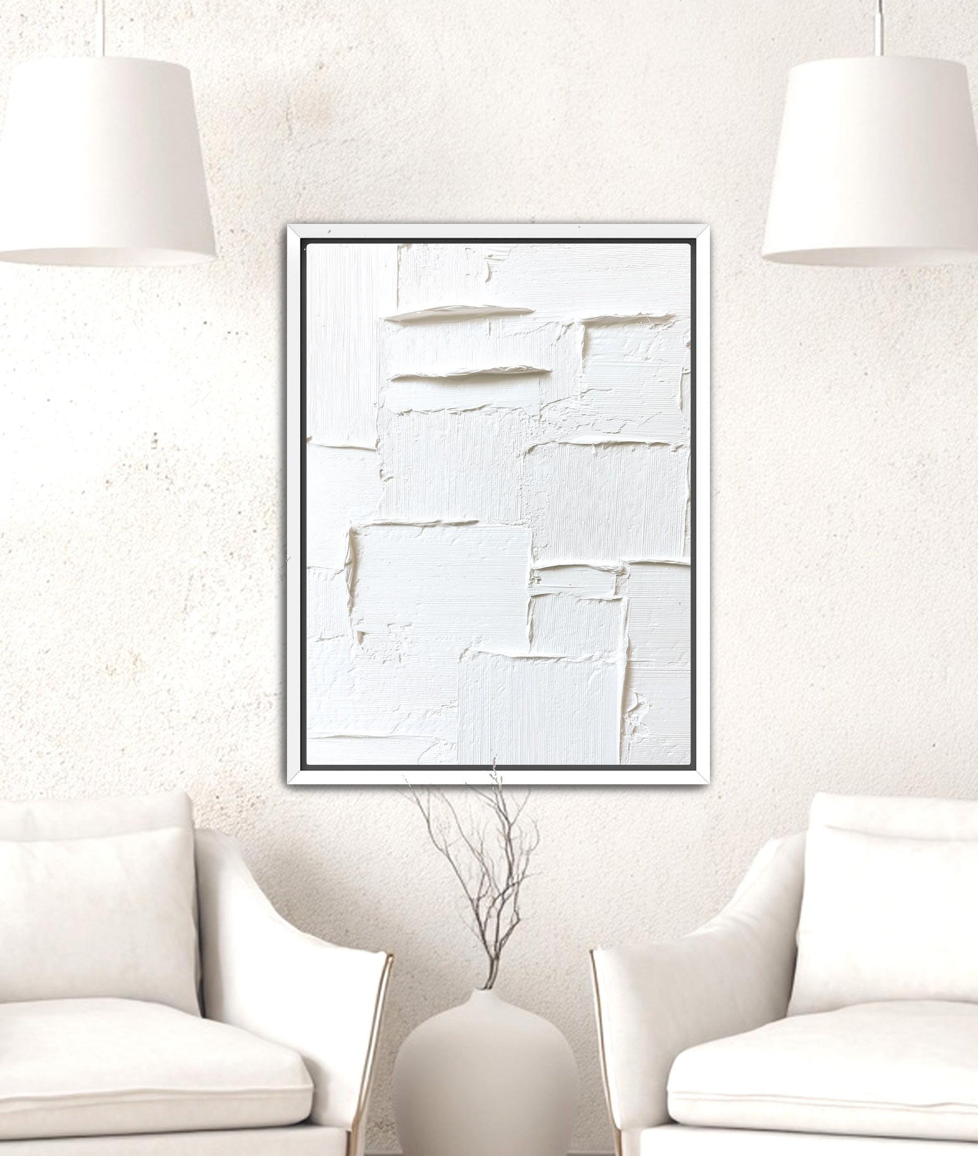 Large neutral abstract canvas wall art
