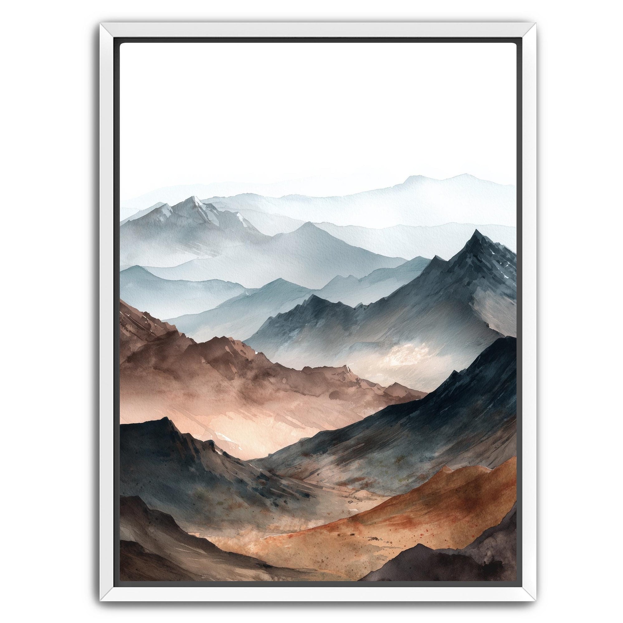 Blue and rust mountain canvas artwork
