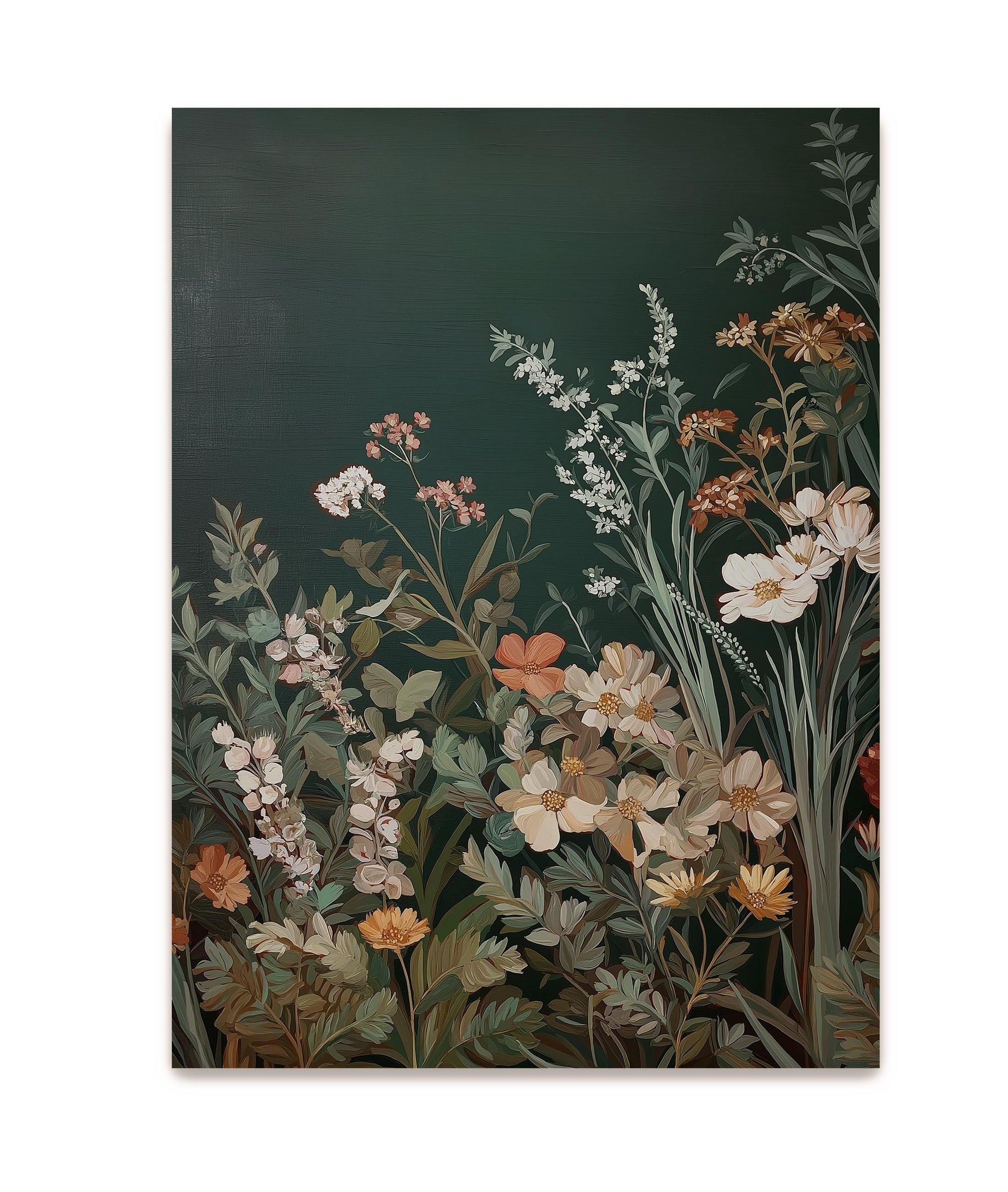 Vertical floral canvas art for living room decor