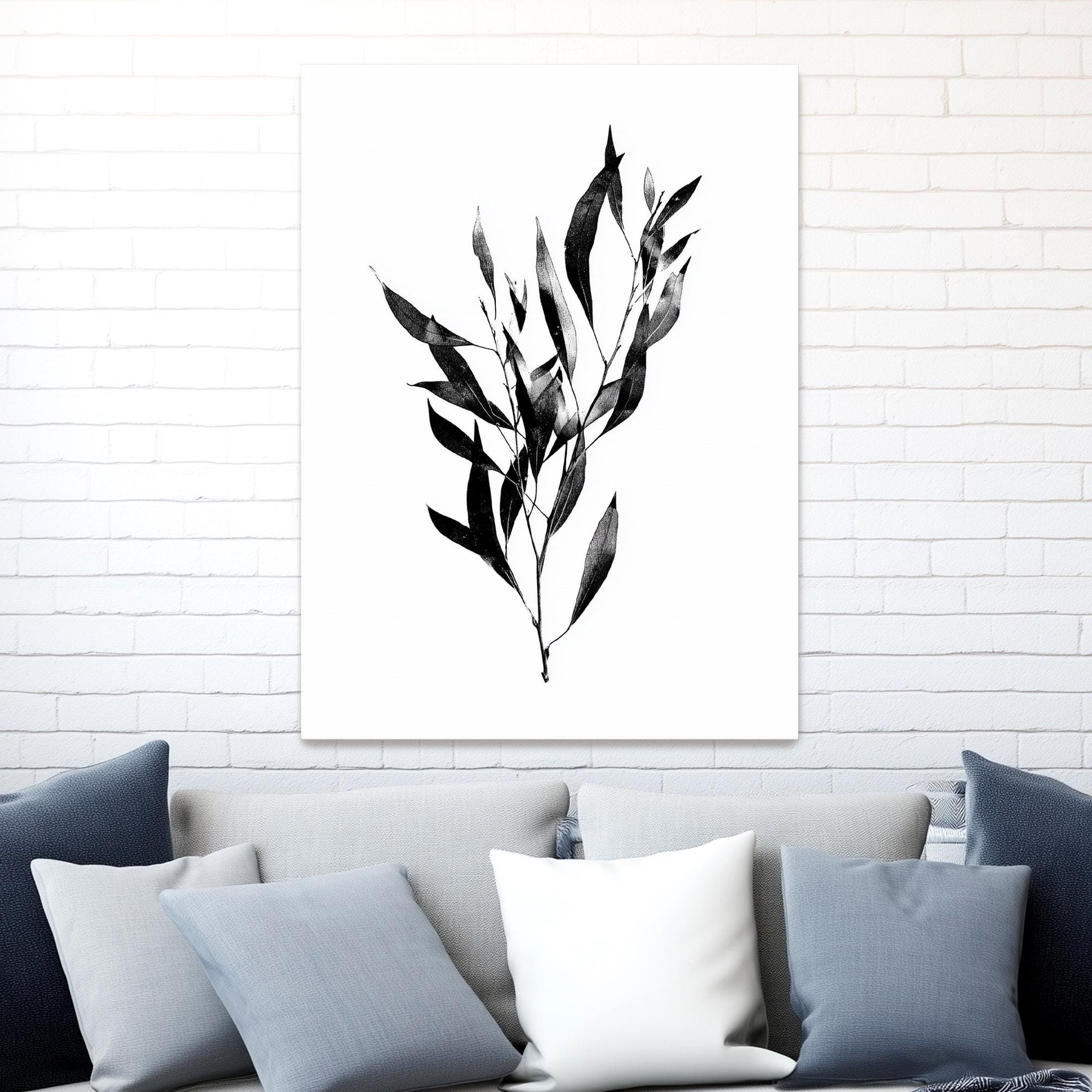 modern plant wall art on white background