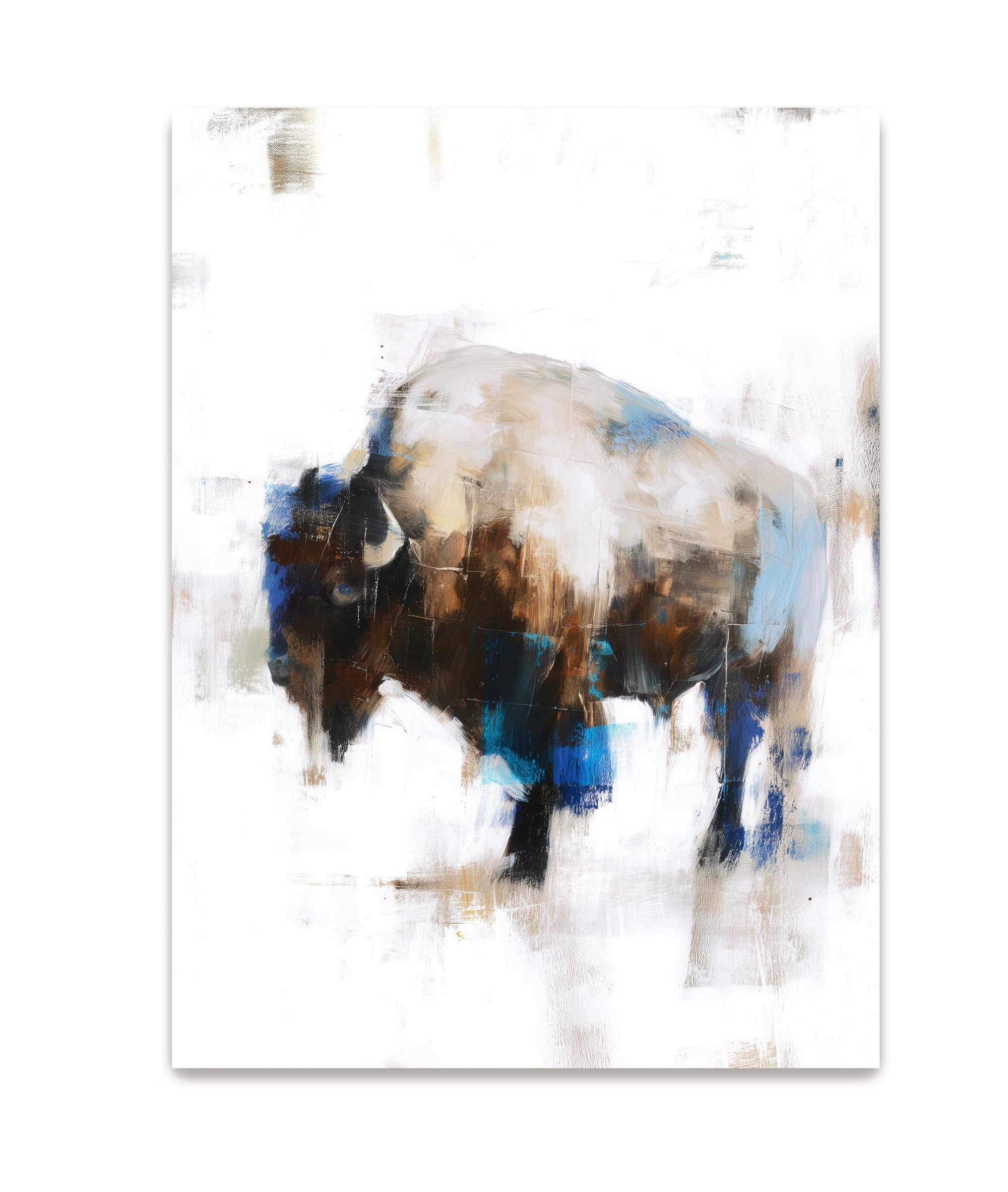 Abstract bison wall art with textured paint strokes