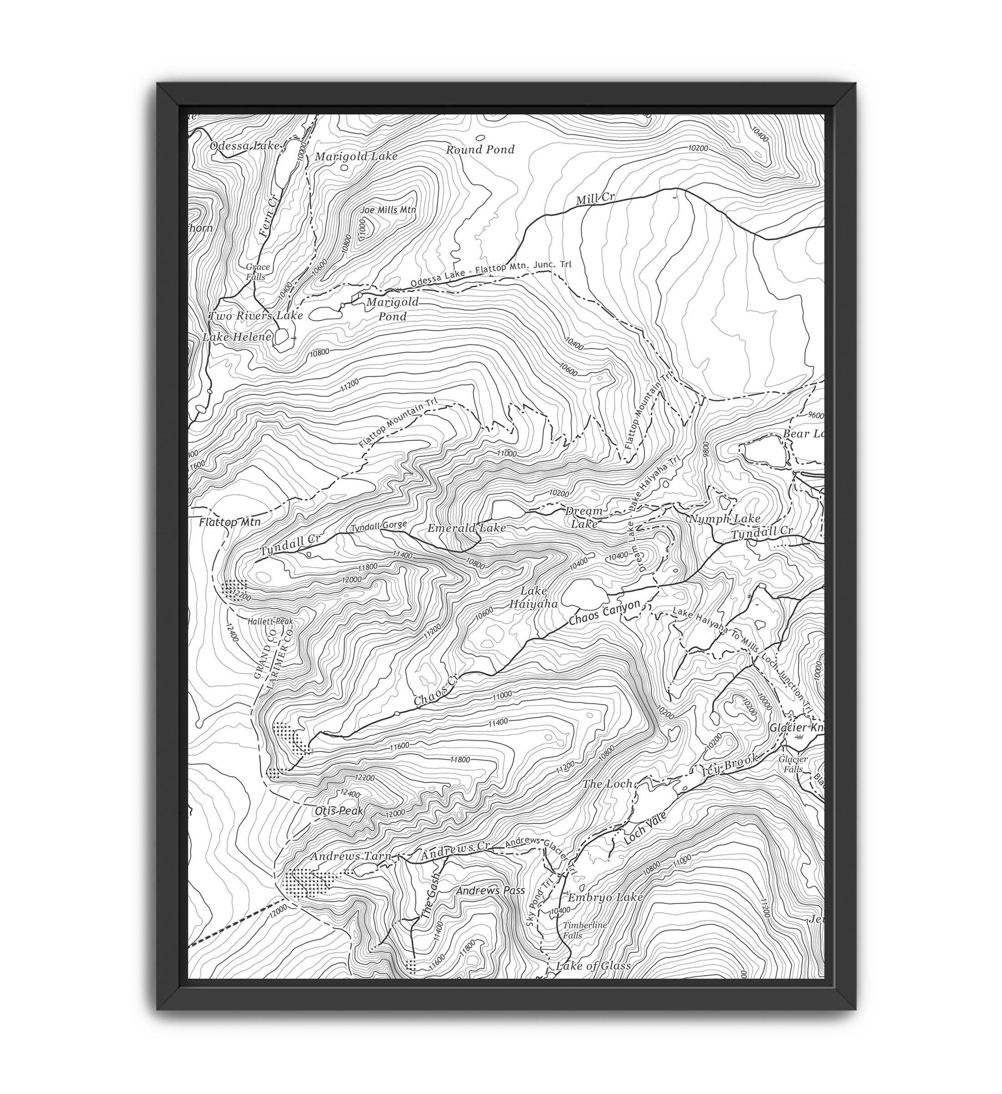 Rocky Mountain National Park topographic wall art