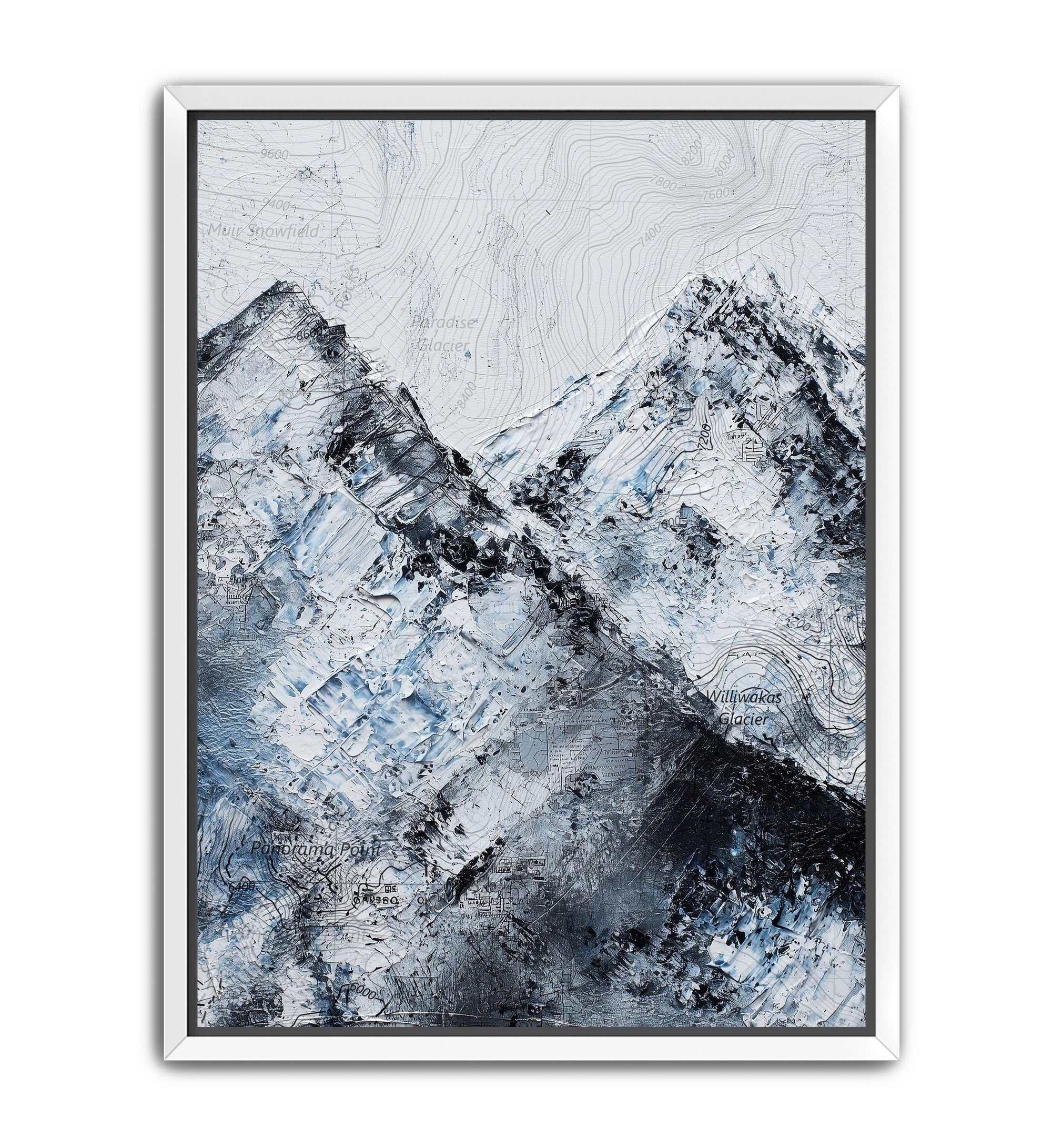 Textured mountain landscape with topographic map details