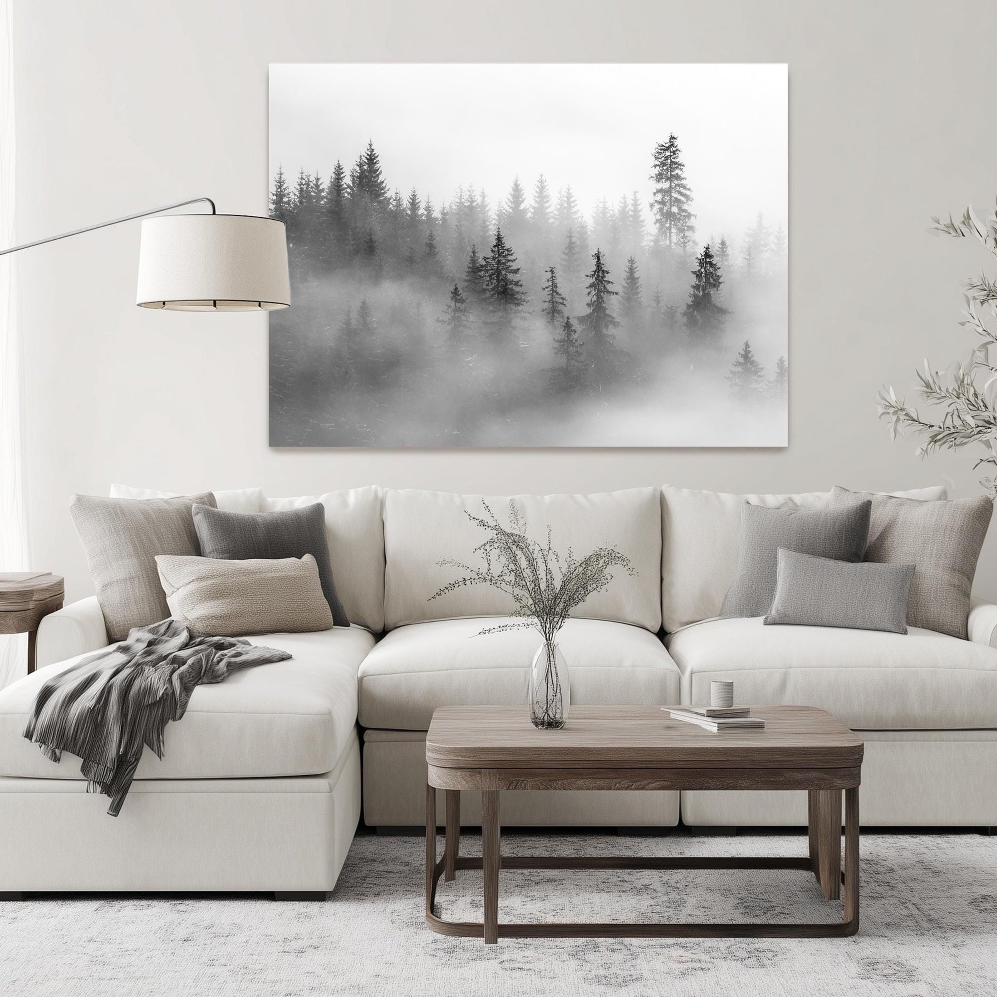 black and white forest art