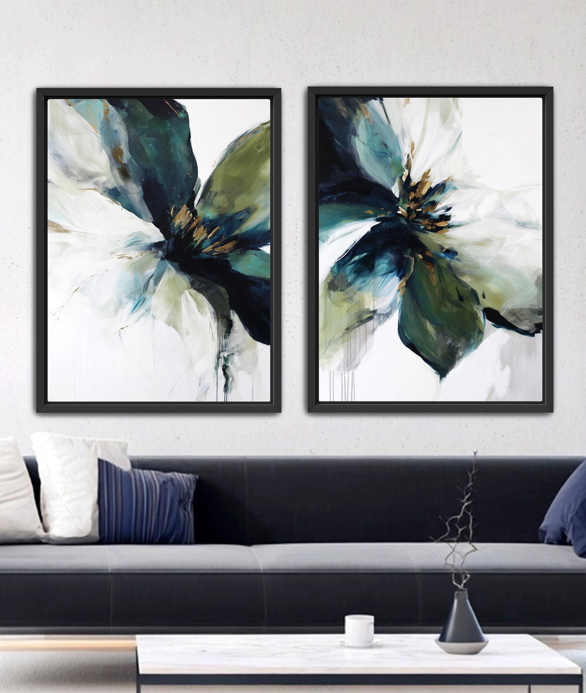 modern botanical diptych wall art