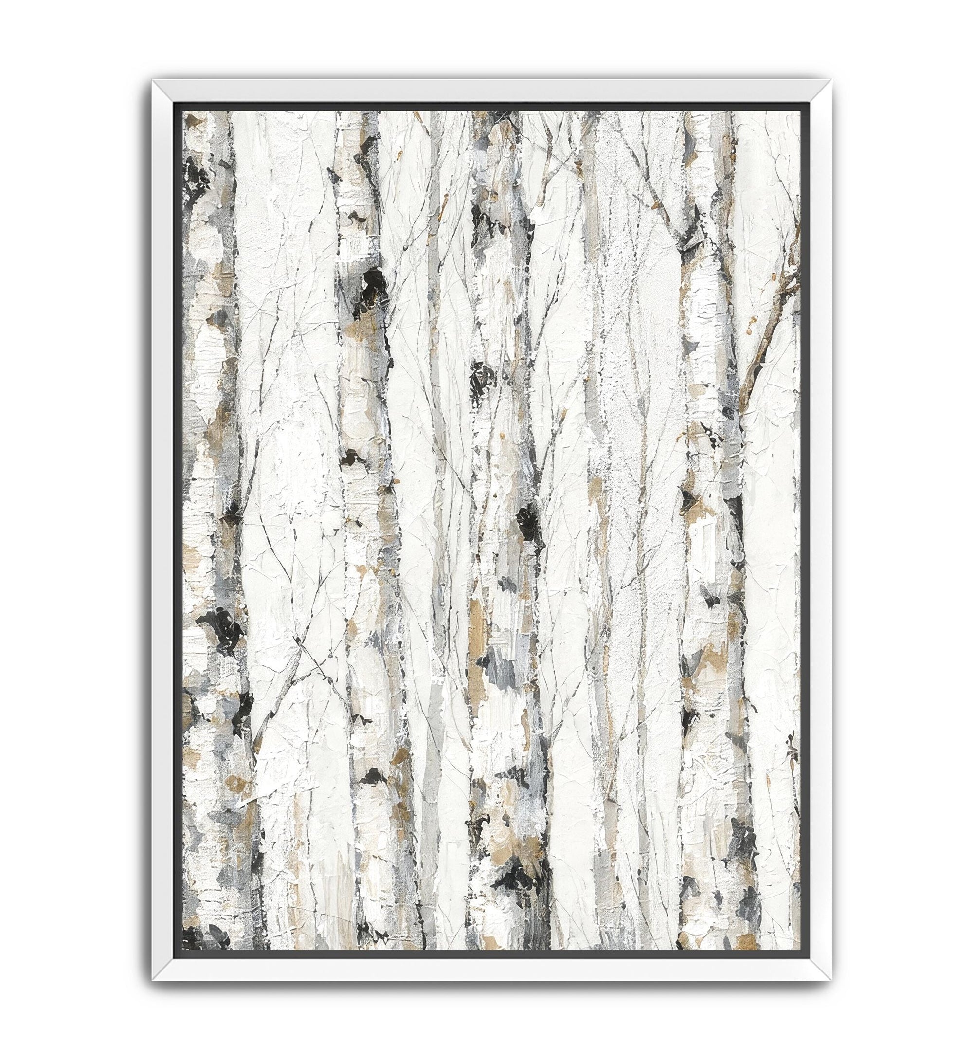 Minimalist aspen tree wall art set with rustic modern style