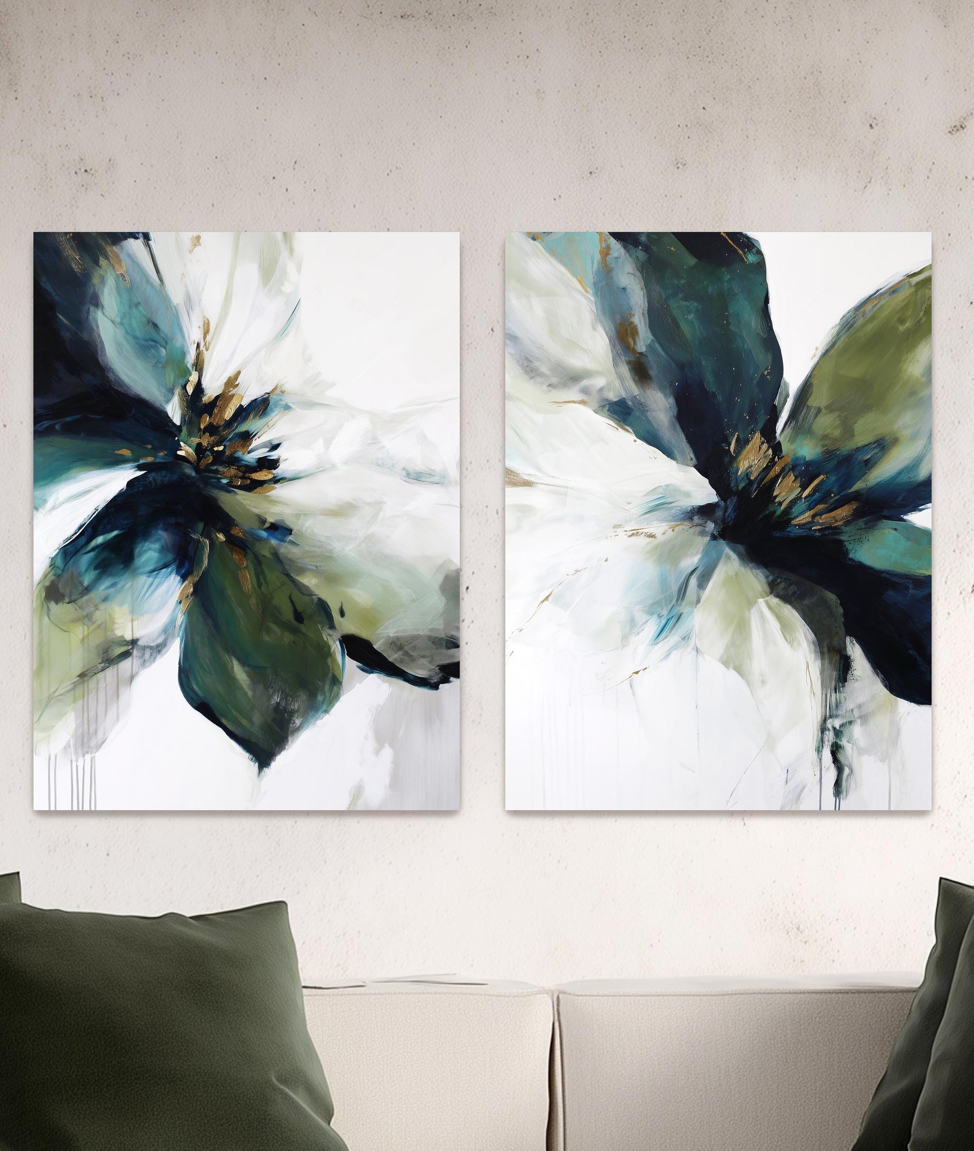 gestural floral painting wall artorganic modern floral artwork