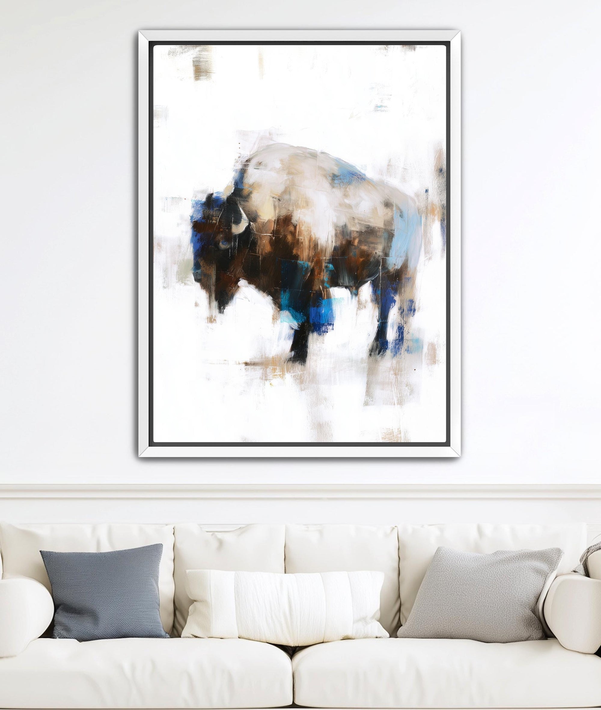 Modern buffalo painting with palette knife texture